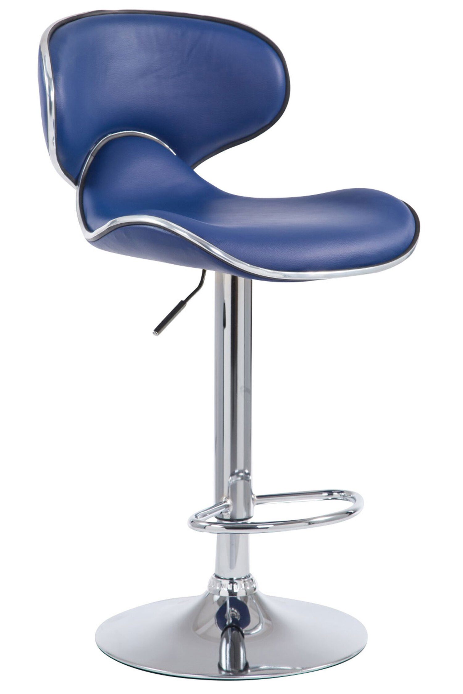 TPFLiving Barhocker Las-Palmas (mit hoher Rückenlehne - höhenverstellbar - Hocker für Theke & Küche), 360° drehbar - Gestell: Metall chrom - Sitzfläche: Kunstleder Blau