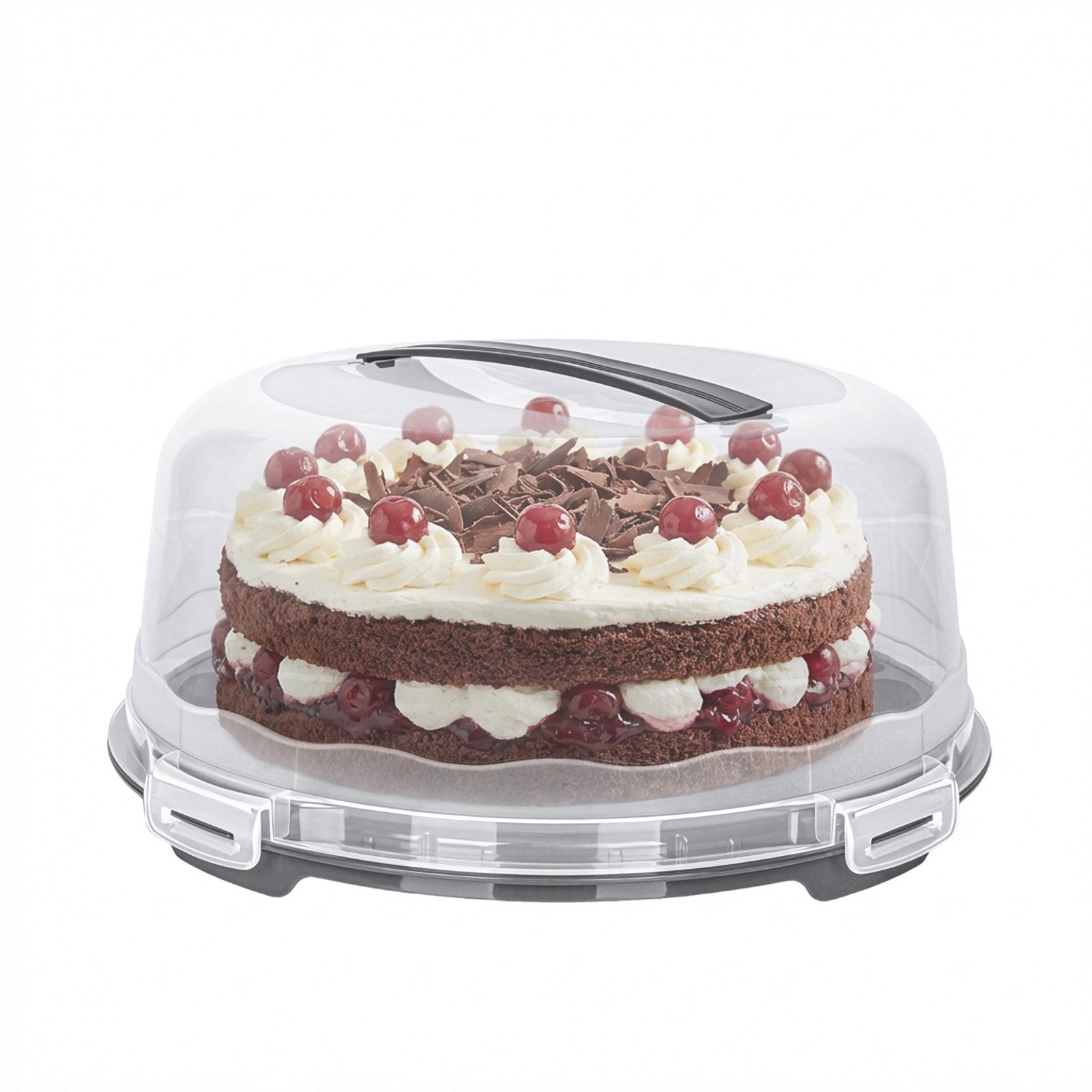astor24 Aufbewahrungsbox Kuchen Transportbox Tortentransportbox Ø 30cm mit Griff Tortenbox (Komplett-Set, 2 St., Gastronomie Qualität), lebensmittelecht, geruchsneutral, bruchfest, BPA-frei