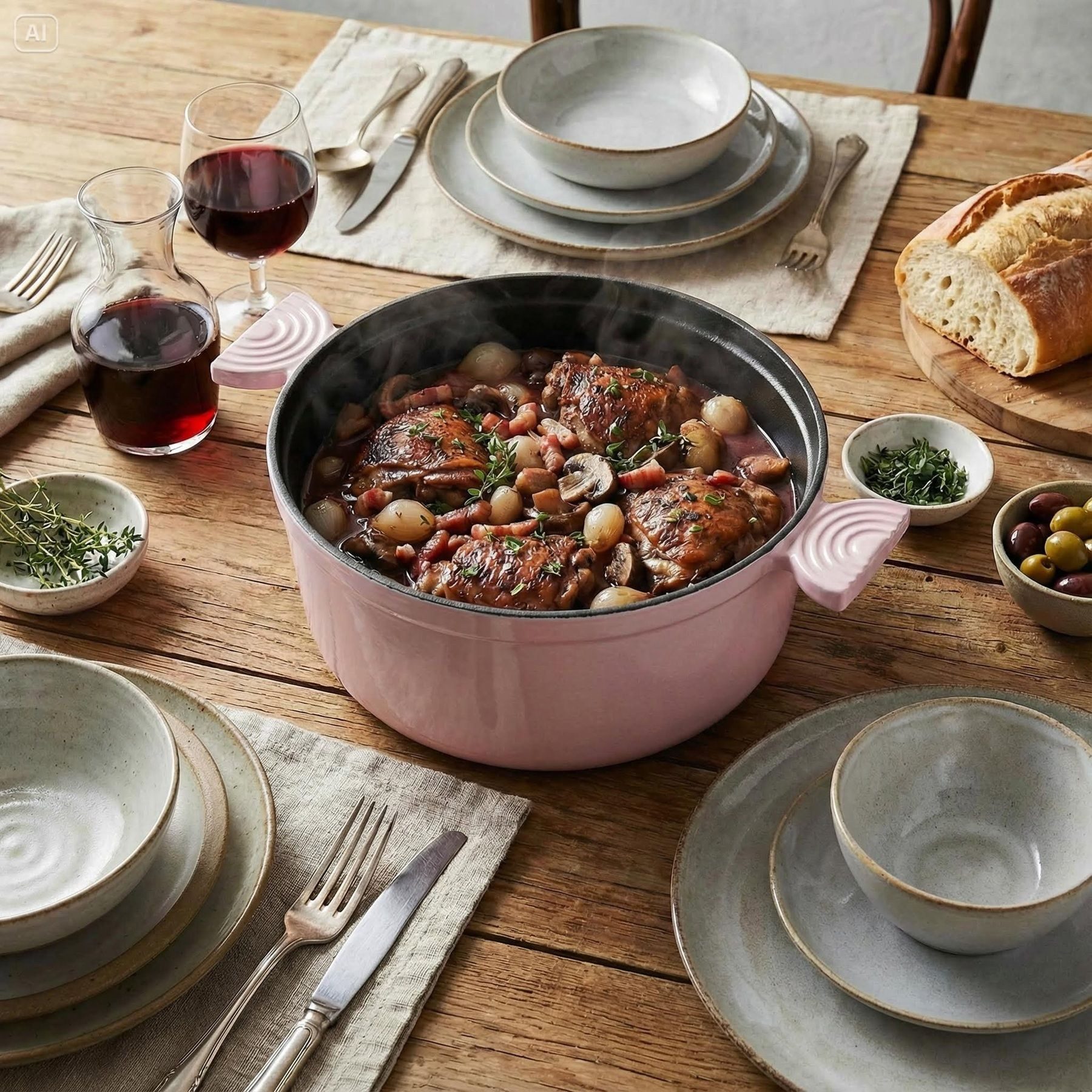 Mulex Kochtopf Belle Cocette rosa 20 cm, Gusseisen (backofengeeignet inklusive Deckel, 2-tlg., ideal zum Schmoren, Braten, Backen & Kochen), für alle Herdarten geeignet