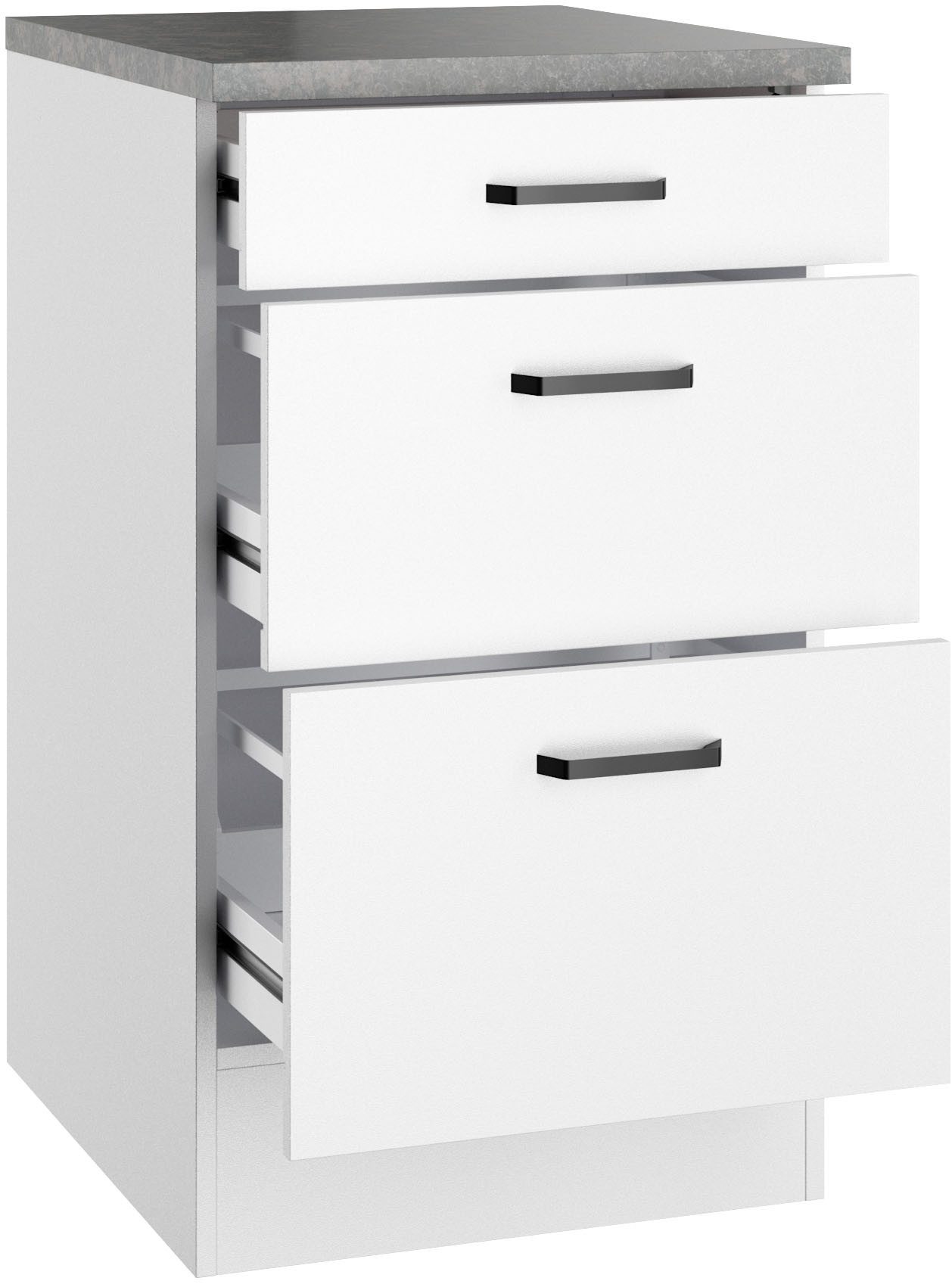OPTIFIT Unterschrank OPTImulti Breite 50 cm, Tiefe 60 cm, mit 1 Schubkasten, 2 Auszügen