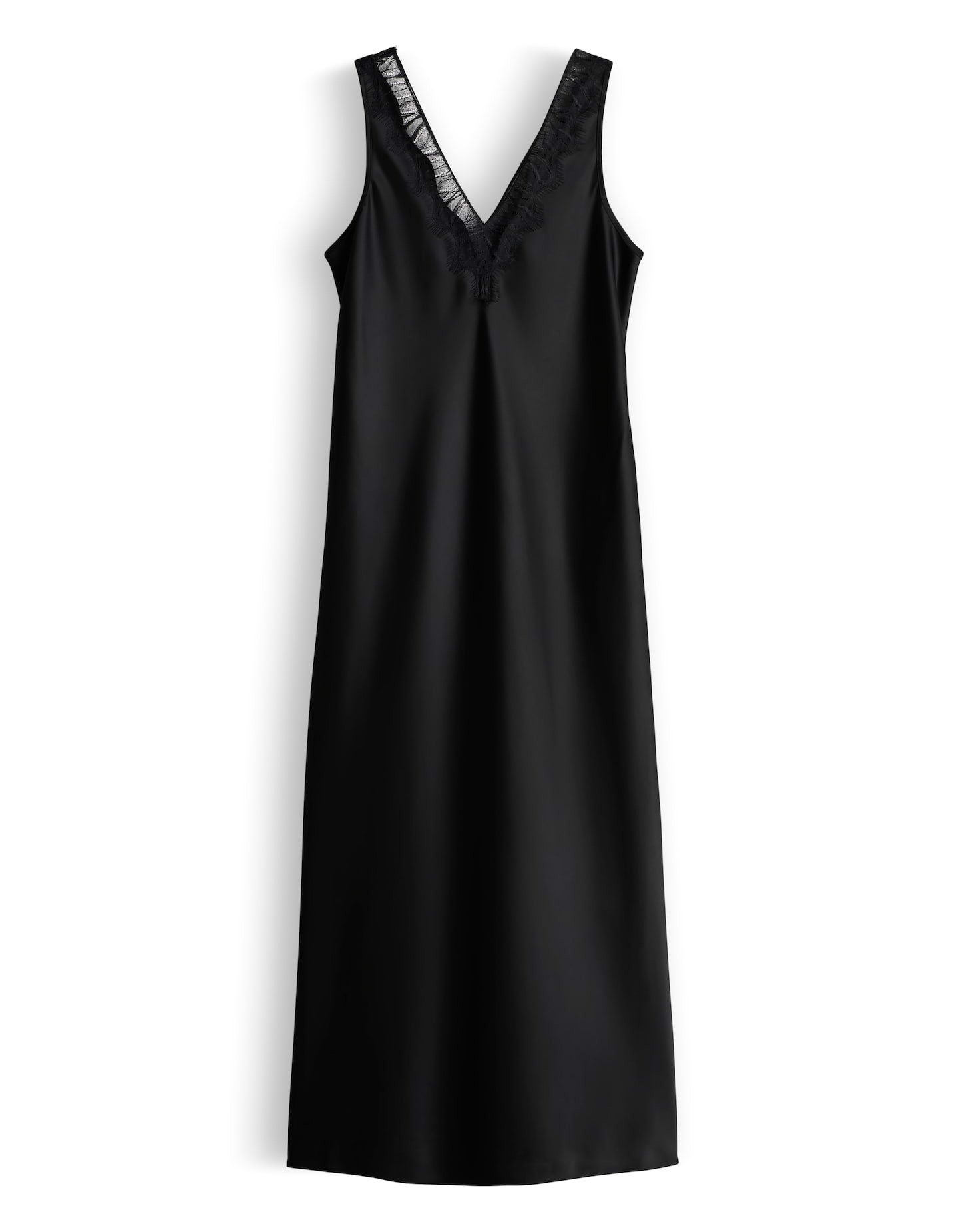 someday Midikleid Qamile aus Satin mit Spitzenbordüre Fließende A-Linie mit elegantem Schimmer