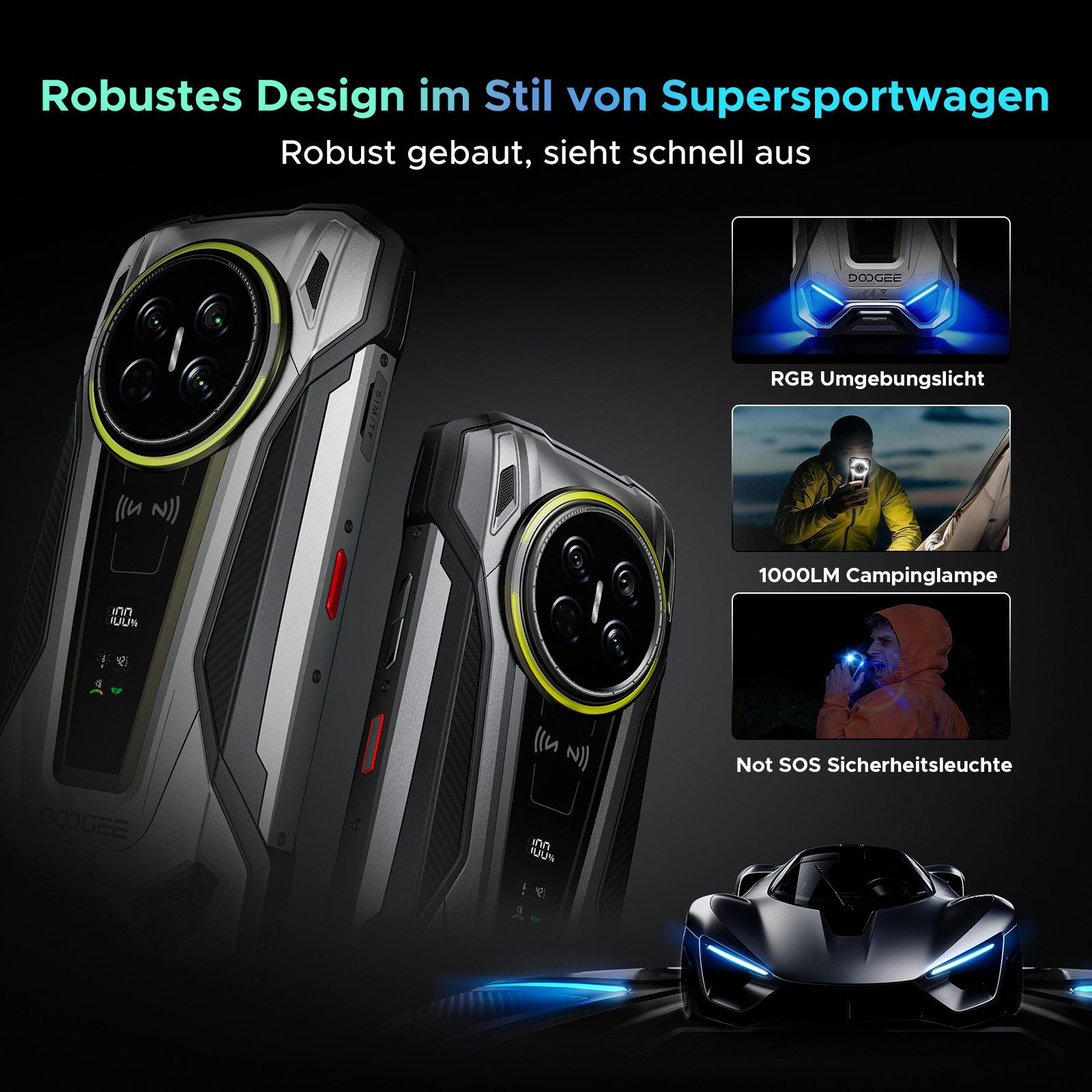 DOOGEE Doogee VMAX2 5G Outdoorhandy,512GB 200MP 22000mAh,120Hz Smartphone (200MP MP Kamera)