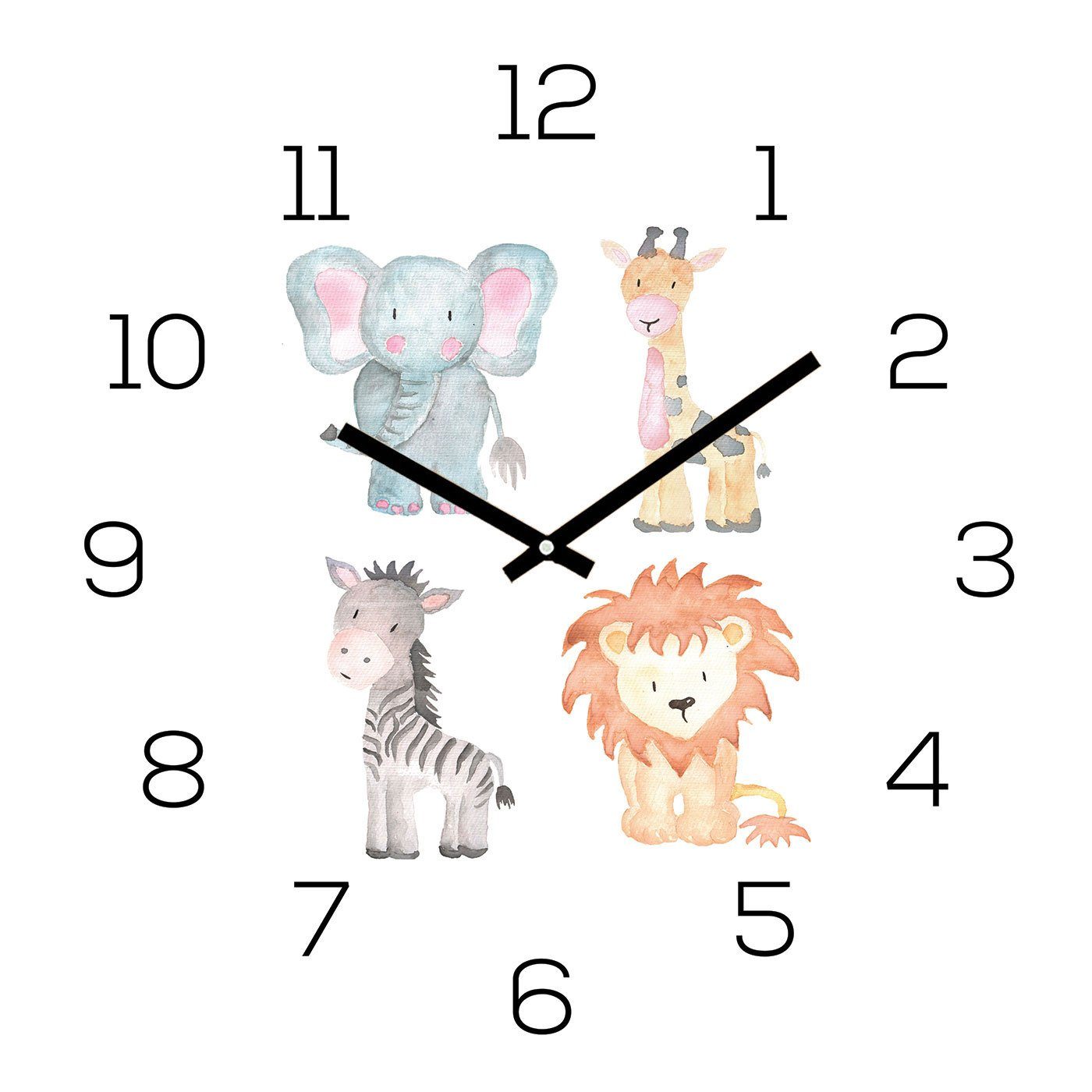 Levandeo® Wanduhr (Wanduhr Zootiere 30x30cm Glas günstig online kaufen
