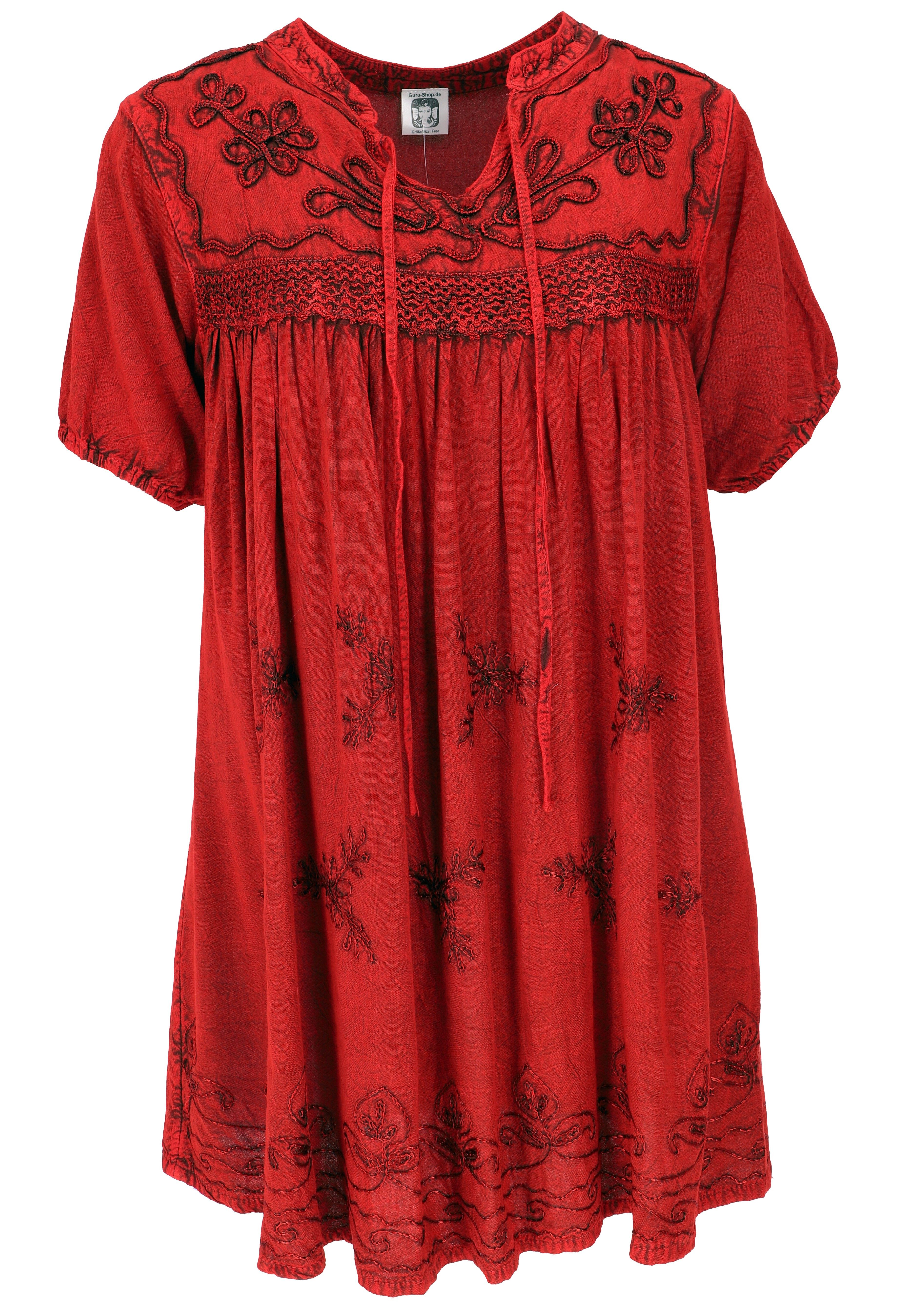 Guru-Shop Longbluse Bestickte indische Boho Bluse, sommerliche.. alternative Bekleidung