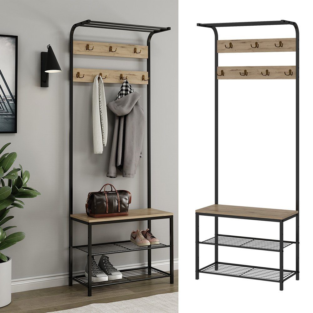 Vicco Garderobenschrank Fyrk, Eiche/Schwarz, 70 x 190 cm (Einzelset) günstig online kaufen