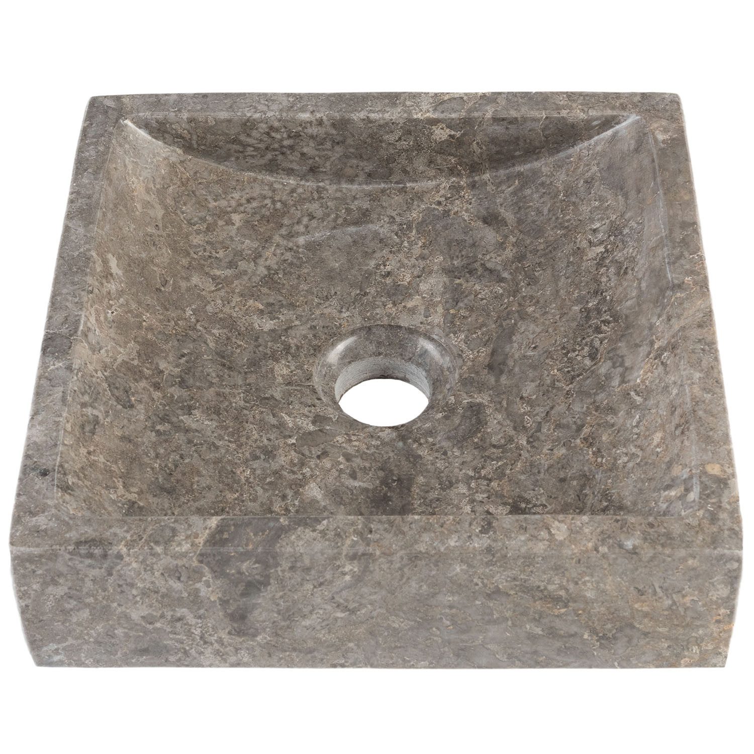 wohnfreuden Aufsatzwaschbecken Marmor Steinwaschbecken MINI PERHAU 30 cm grau eckig, 7_101560