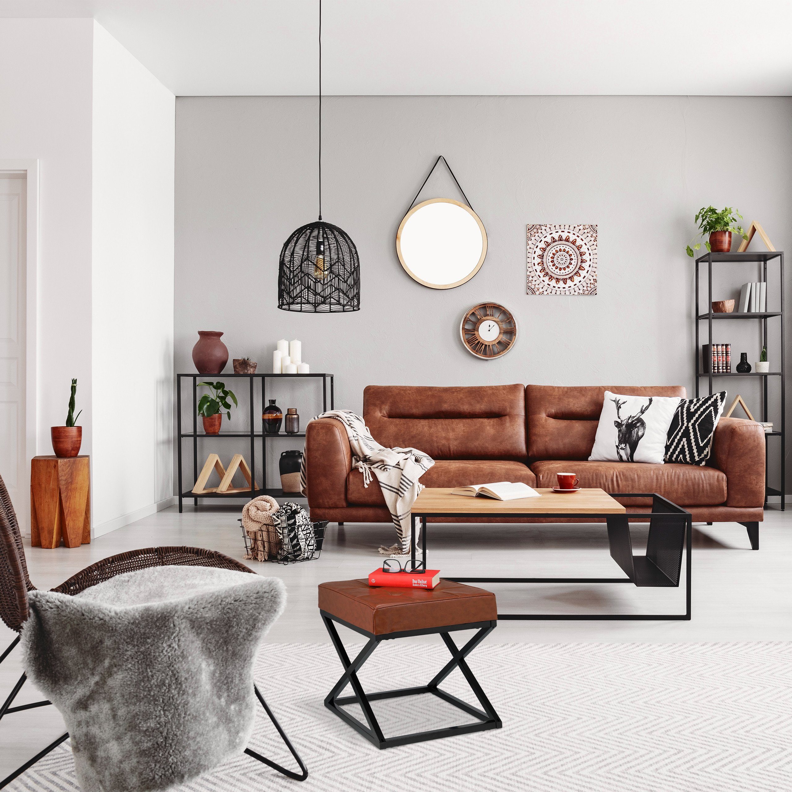 relaxdays Polsterhocker Sitzhocker mit Kunstleder günstig online kaufen