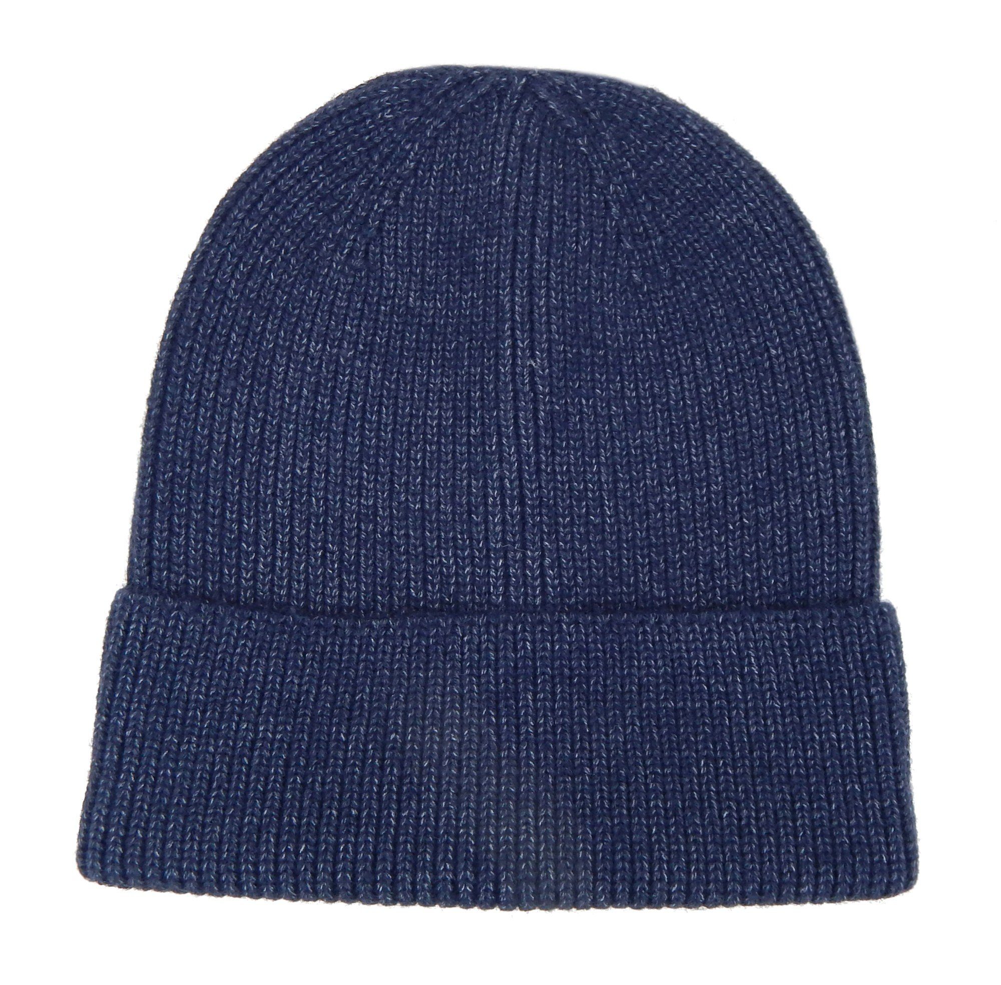 Ella Jonte Strickmütze stylishe Mütze mit Krempe für Herbst Winter Blau