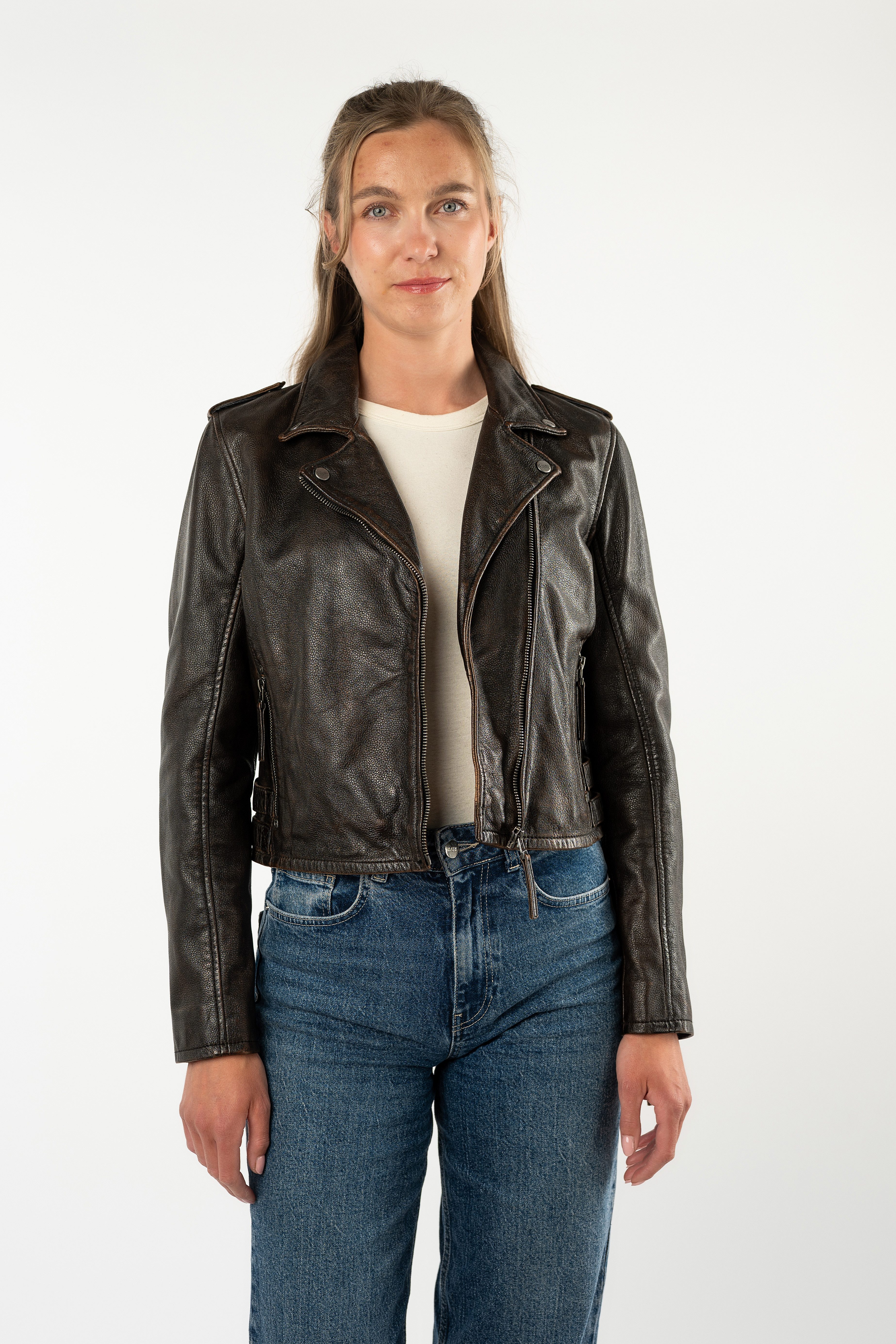 Mauritius Lederjacke MWKatica mit Reverskragen, Vintage-Optik