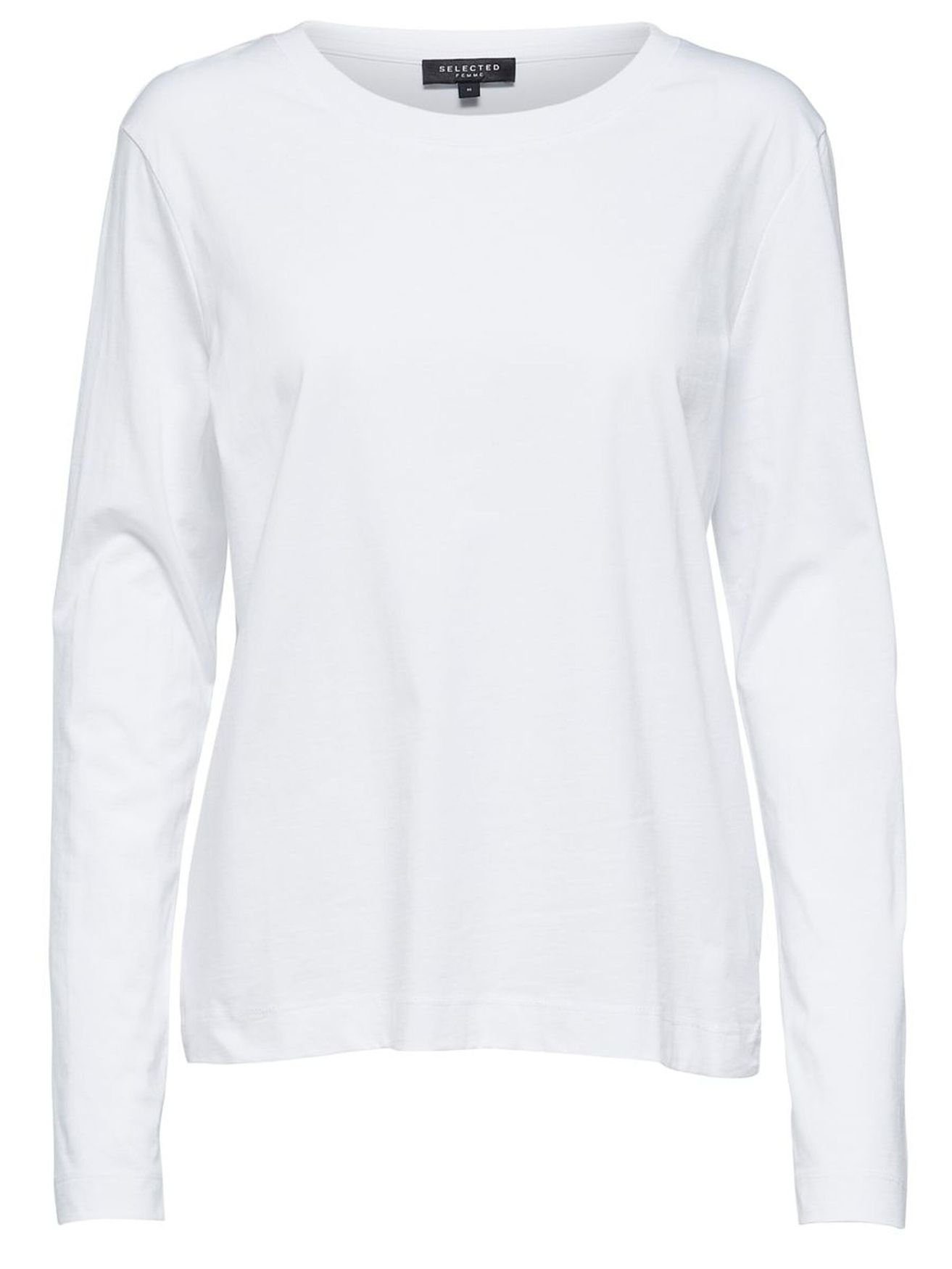 SELECTED FEMME T-Shirt Longsleeve Shirt Basic Sweater SLFSTANDARD Dünner Pullover (1-tlg) 3831 in Weiß | T-Shirts
