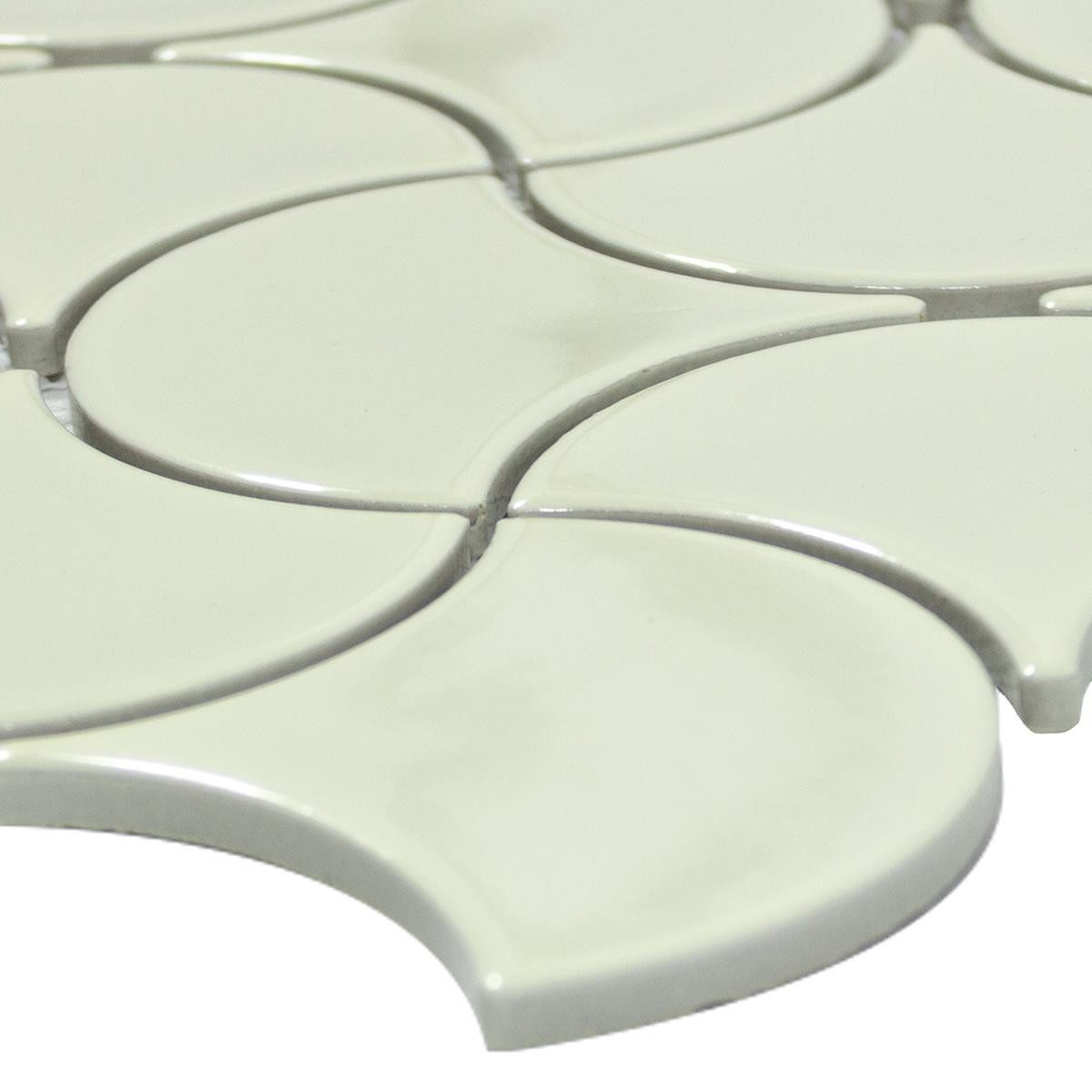 Mosafil Mosaikfliesen Keramikmosaik Fliesen Mallorca Elfenbein, Keramik 27.600x27.600, elfenbein, Verlegefertig auf ein Netz geklebt - Frostsicher - Wasserfest