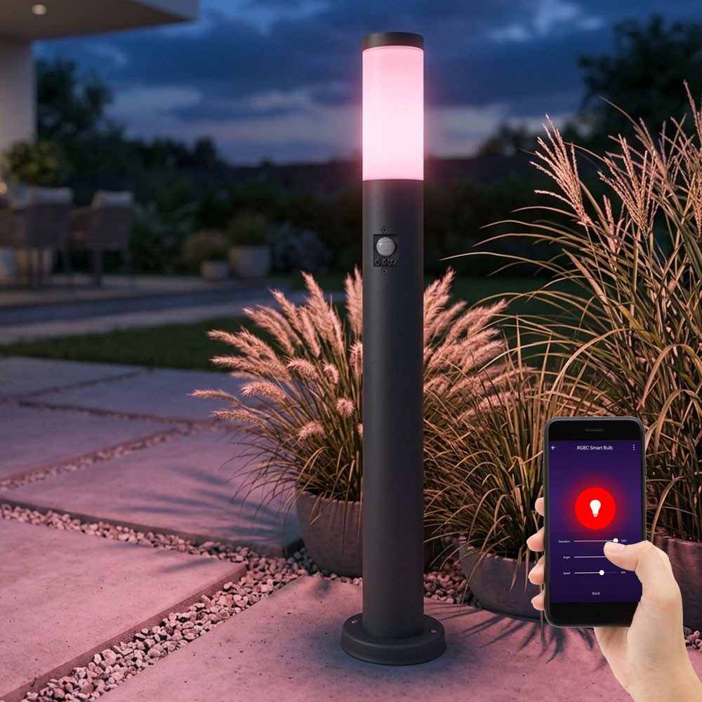 GLOBO LIGHTING LED Stehlampe, Leuchtmittel inklusive, Kaltweiß, Warmweiß, Neutralweiß, Tageslichtweiß, Farbwechsel, Smart RGB LED Steh Leuchte Bewegungsmelder Stand Lampe