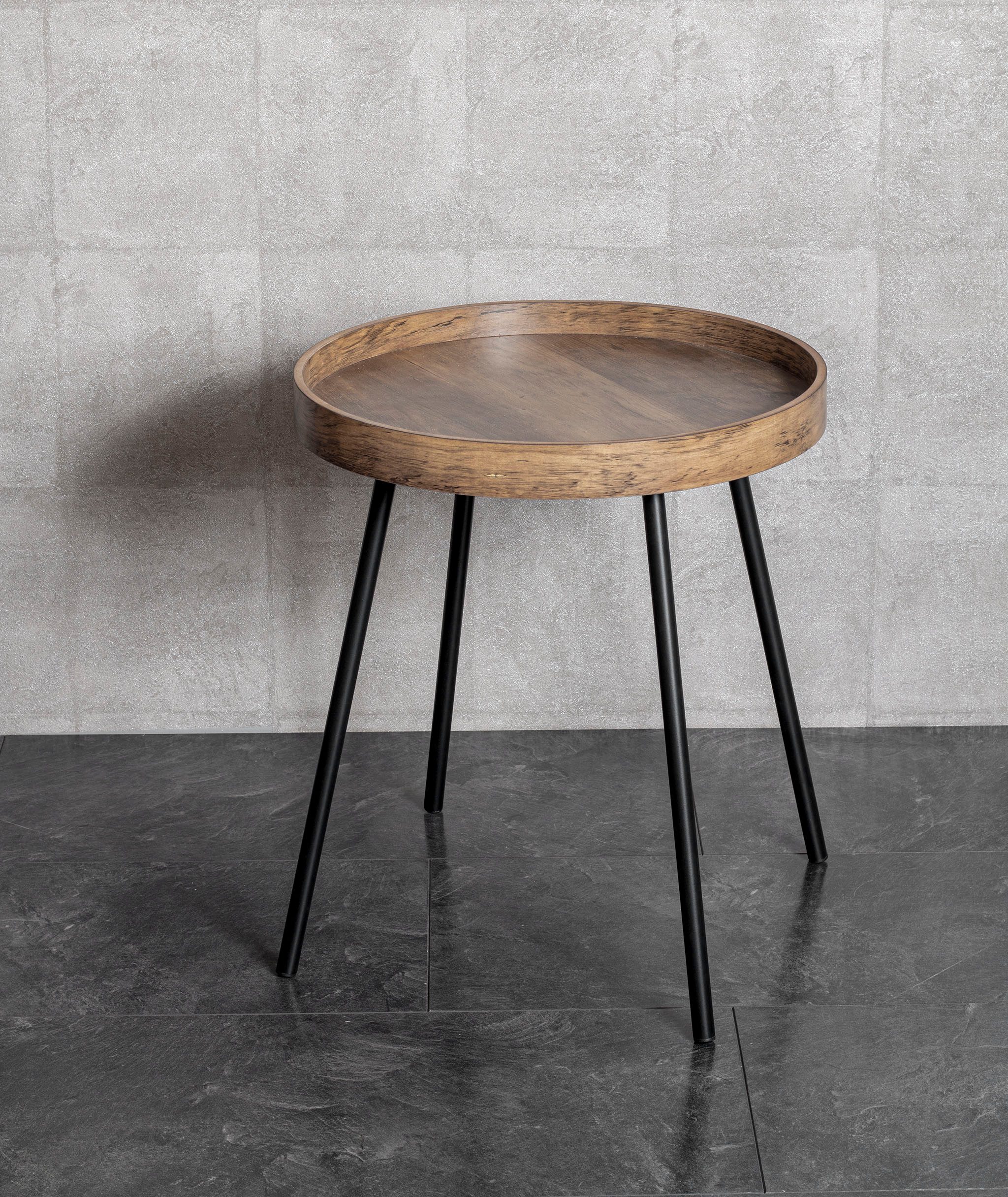 HAKU Beistelltisch Sofatisch, Wohnzimmertisch (1-St), rund - aus MDF Braun - Ø/H 40/45 cm