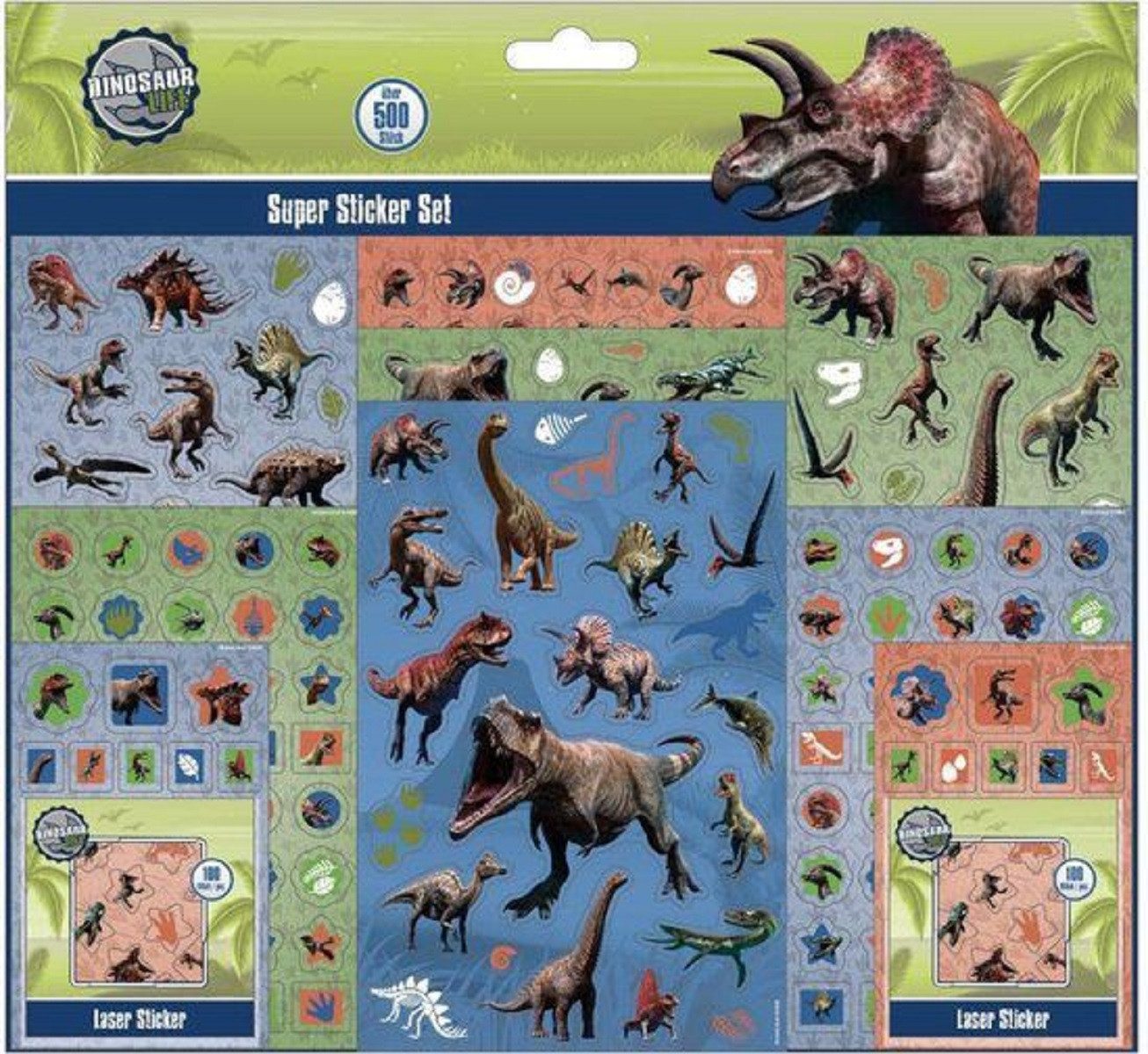 Dino Aufkleber Dino Aufkleberset 500 Stück Bunte Dinosaurier Sticker Set, (500tlg)