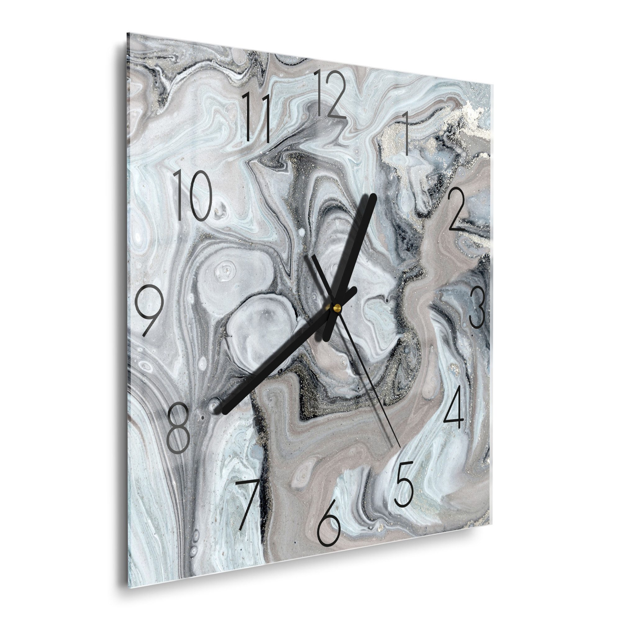 DEQORI Wanduhr 'Organische Eleganz' (Glas Glasuhr modern Wand Uhr Design Küchenuhr)