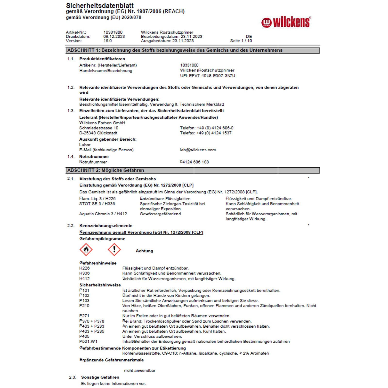 Wilckens Farben Rostschutzgrundierung Rostschutz Primer - 0.75 Liter