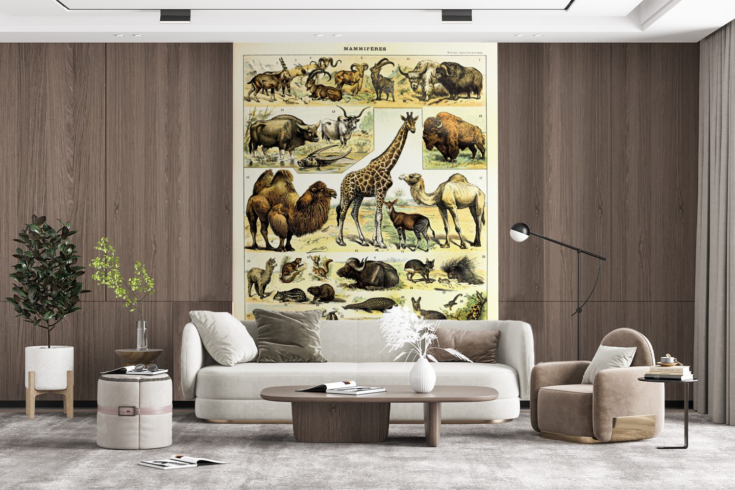 MuchoWow Fototapete Tiere - für St), Vinyl Tapete - Montagefertig Giraffe (4 bedruckt, Kamel, Wandtapete Matt, Wohnzimmer