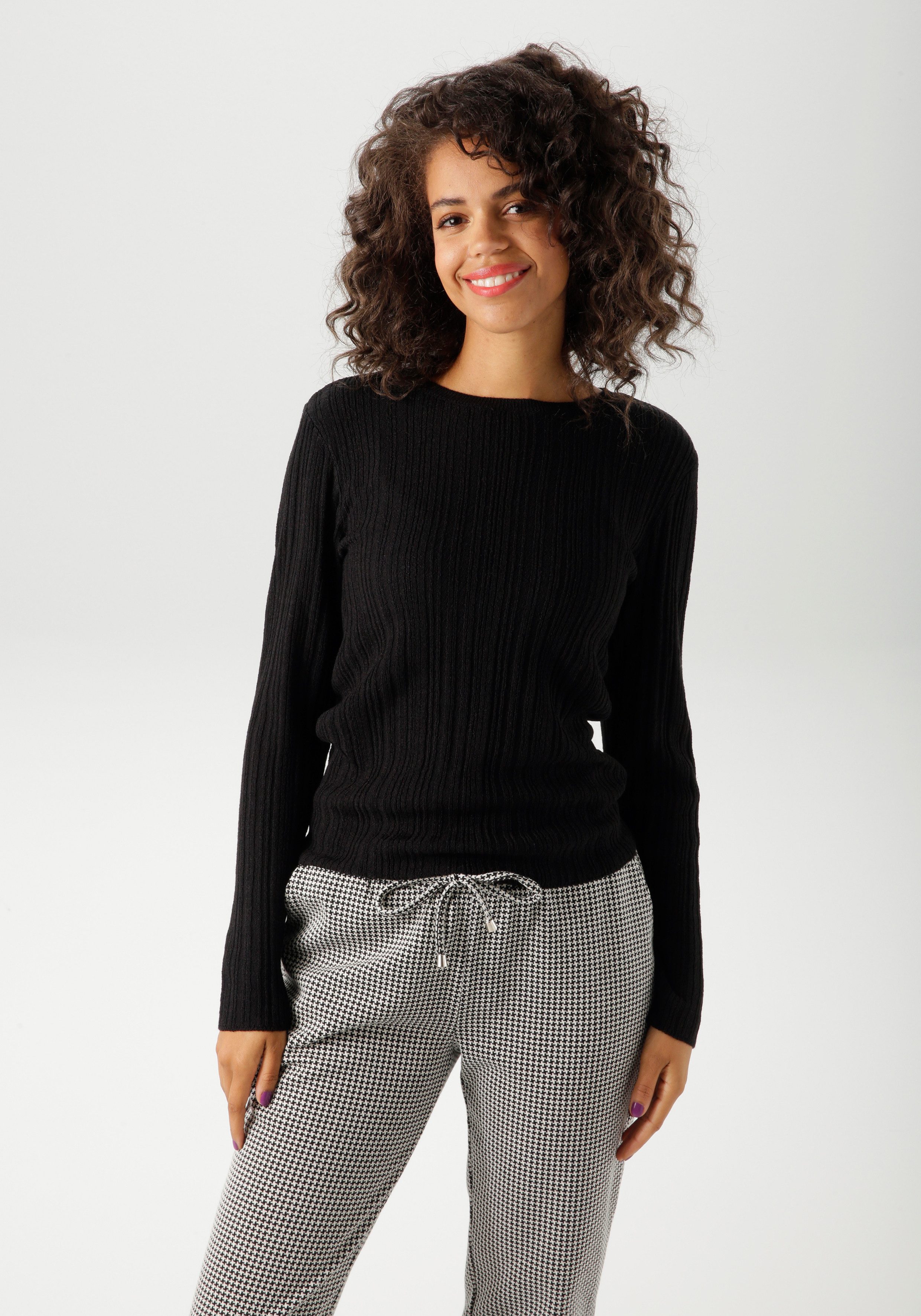 Aniston CASUAL Strickpullover, im Ripp-Muster-Mix - NEUE KOLLEKTION günstig online kaufen