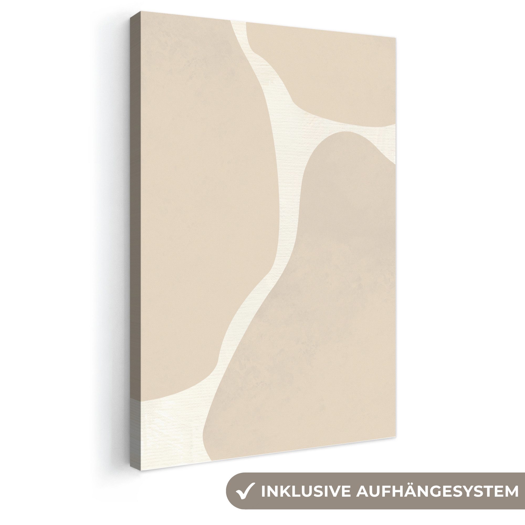 OneMillionCanvasses® Leinwandbild Abstrakt - Beige - Moderne Kunst, Fotodruck (1 St), Boho Style Deko Wand, Bohemian Wanddeko Bilder, 20x30 cm