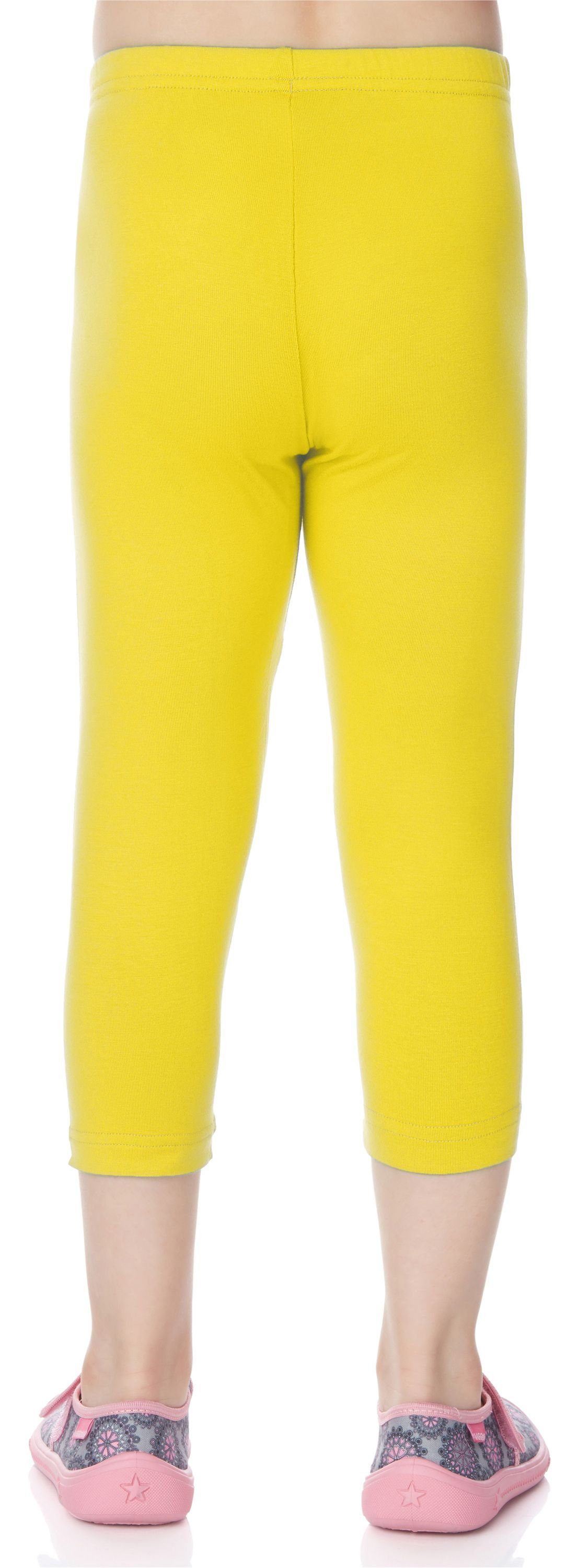 Leggings elastischer Style Bund Leggings Merry Zitronengelb aus Mädchen MS10-131 (1-tlg) Capri 3/4 Viskose