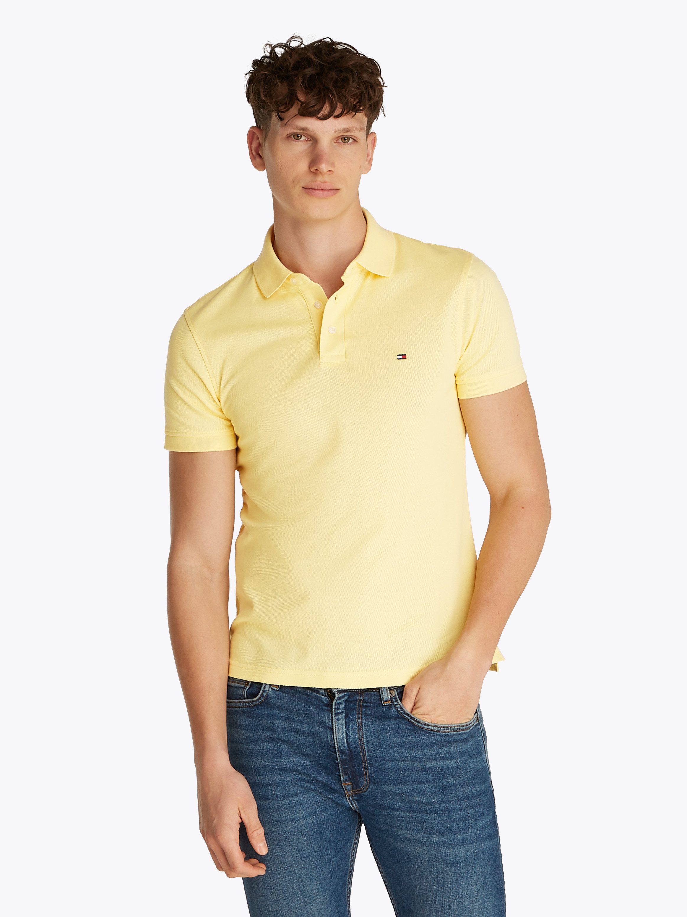 Tommy Hilfiger Poloshirt 1985 SLIM POLO Markenstickerei, aus Baumwoll-Piqué
