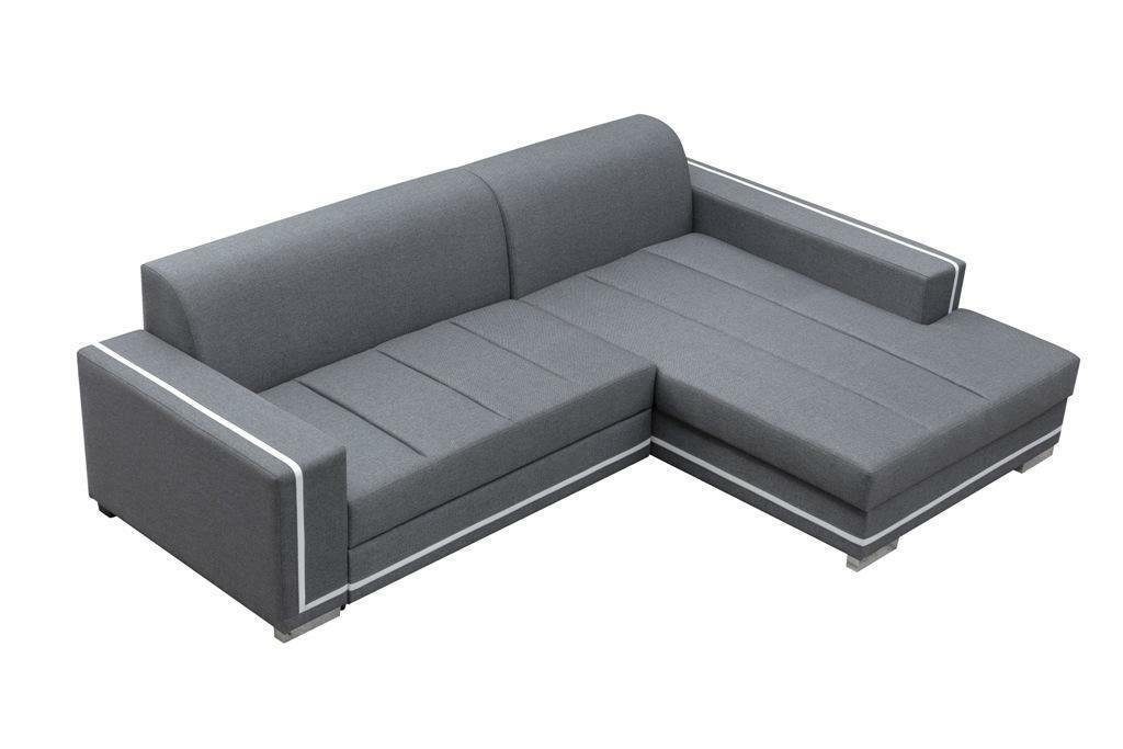 JVmoebel Schlafsofa Ecksofa, Designer Sofa Bettfunktion Sofa Grau Bettkasten + mit