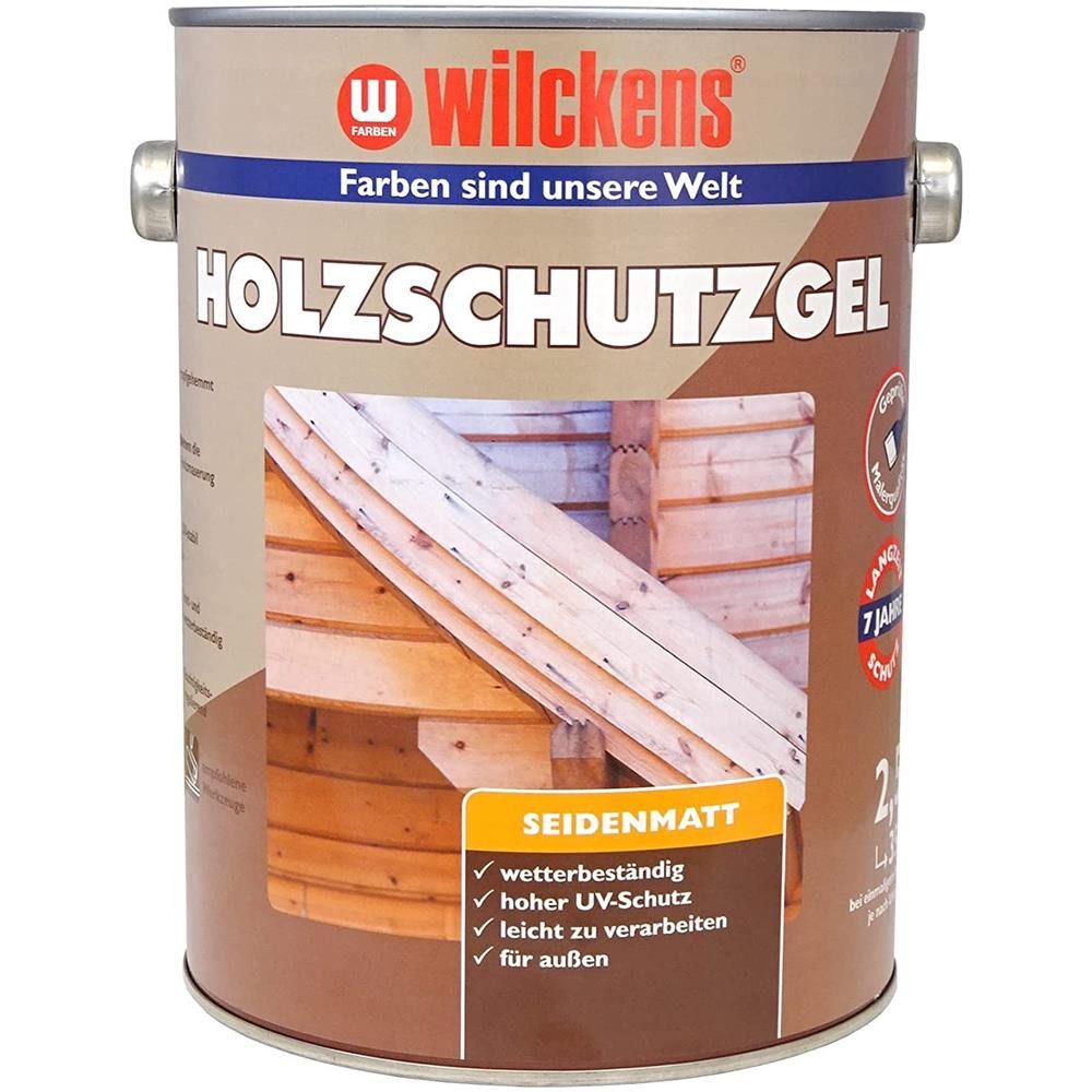 Wilckens Farben Holzschutzlasur Holzschutzgel seidenmatt 2,5L Holzschutz Holzlasur, licht- und wetterbeständig