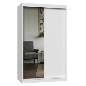 Beautysofa Schiebetürenschrank Verso (Anthrazit + Artisan / Artisan / Weiß / Sonoma, 120 cm Schrank) mit Spiegel, mit Kleiderstange, geräumige Regale