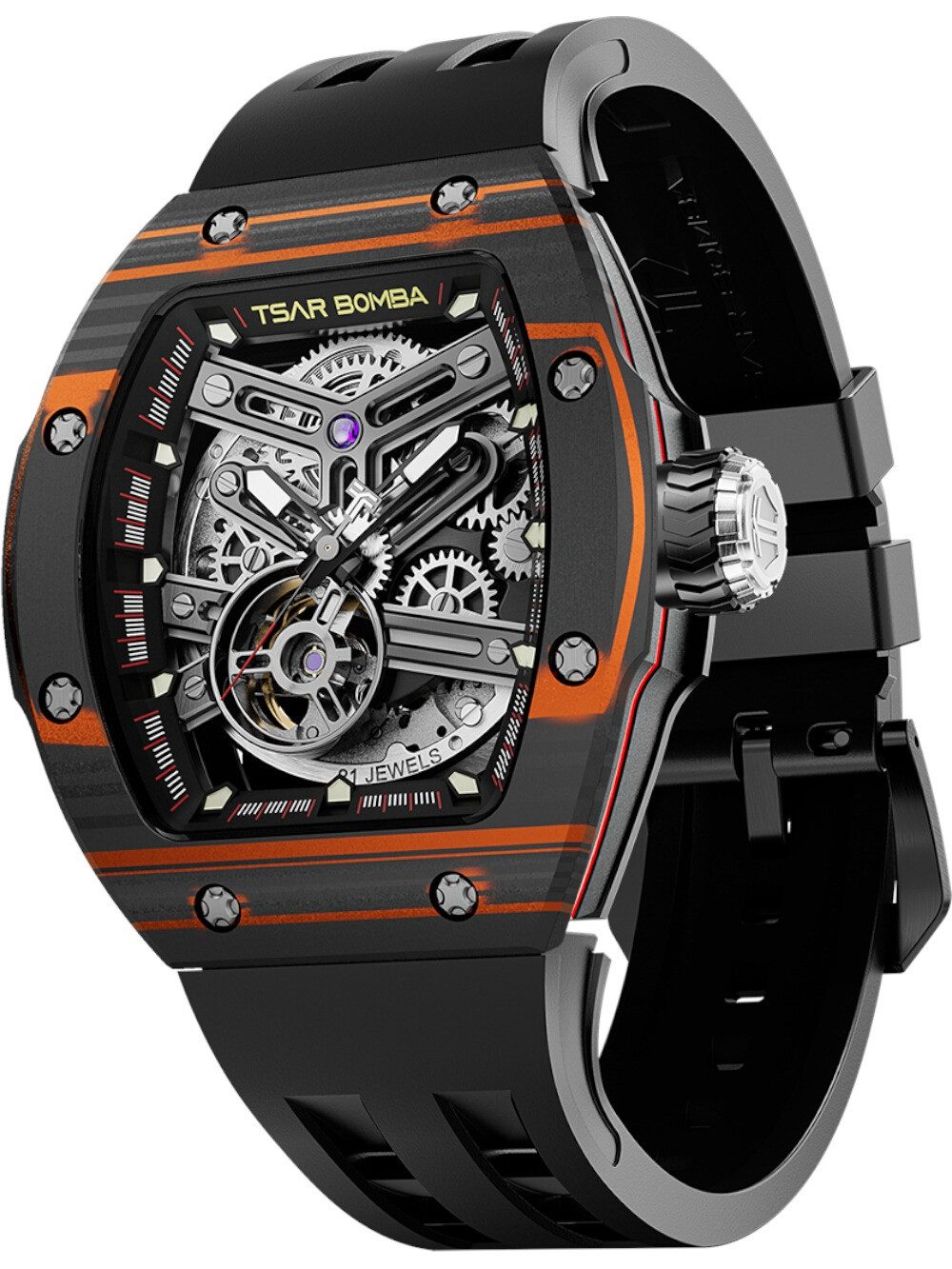 Tsar Bomba Automatikuhr Tsar Bomba TB8218CF-BlackOrange Herrenuhr Atomic Twin austauschbare Au Tsar Bomba TB8218CF-BlackOrange Herrenuhr Atomic Twin austauschbare Automatikuhr 45mm 10ATM