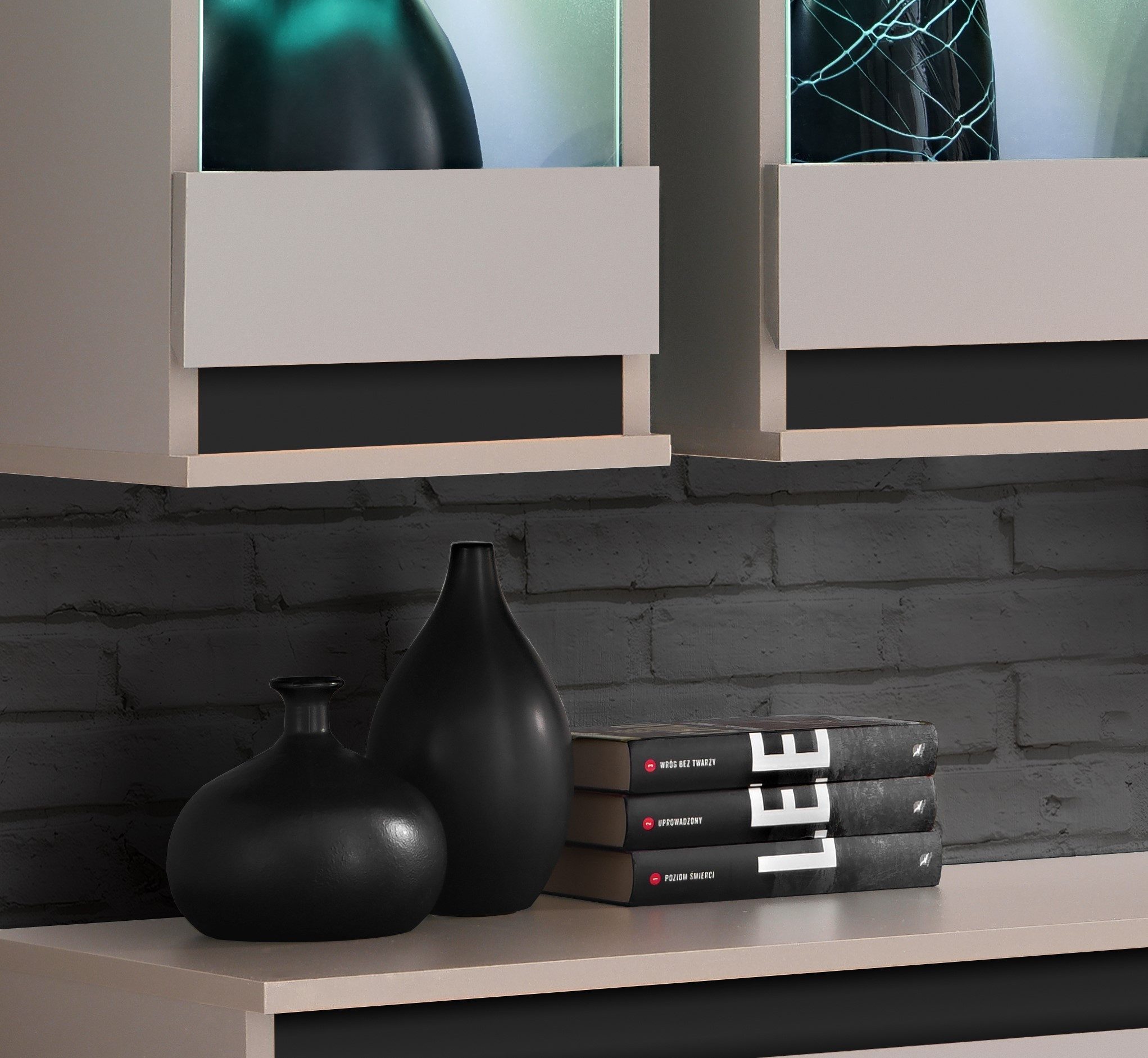 99rooms Wohnwand Modena, (Wohnzimmer-Set, Wohnmöbel), TV-Lowboard, 2 x Vitrine, Wandregal, mit LED-Beleuchtung