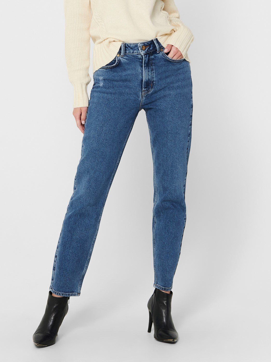JACQUELINE de YONG High-waist-Jeans (1-tlg) JDYKAJA HIGH STRGHT ANK DNM MB NOOS