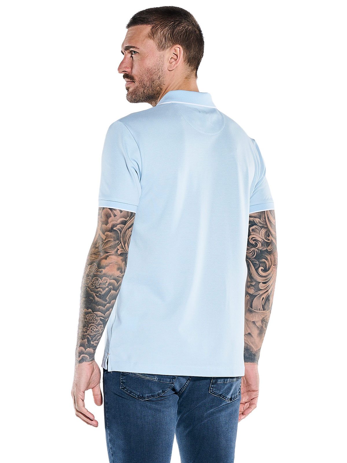 emilio adani Poloshirt Herren Poloshirt aus Funktionsmaterial, Hellblau