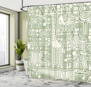 Abakuhaus Duschvorhang Moderner Digitaldruck mit 12 Haken auf Stoff Wasser Resistent Breite 175 cm, Höhe 180 cm, Strauß Verschiedene Tier Zusammensetzung