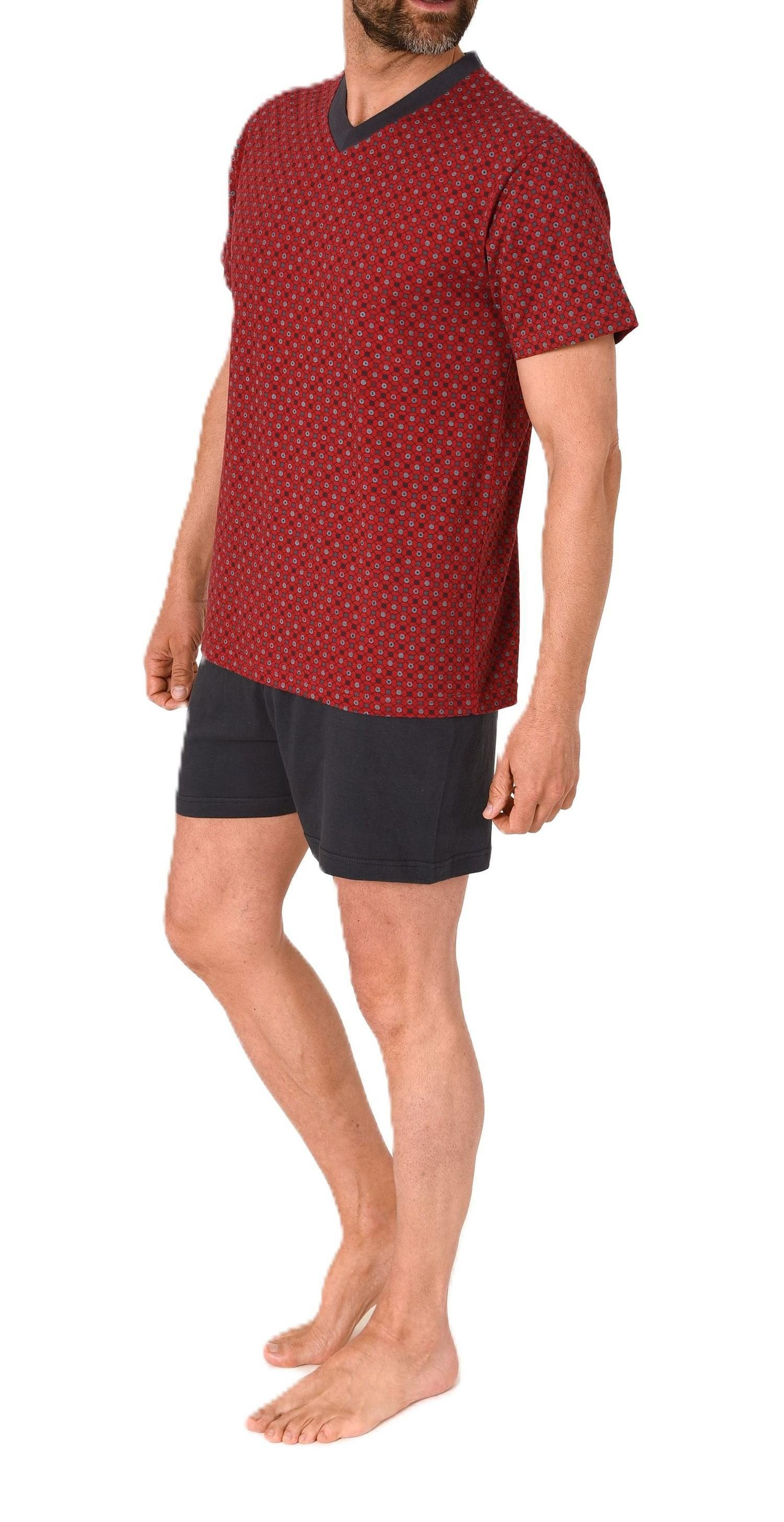 Normann Pyjama Herren kurzarm Schlafanzug Shorty Pyjama mit V-Hals – Bild 3 von 5