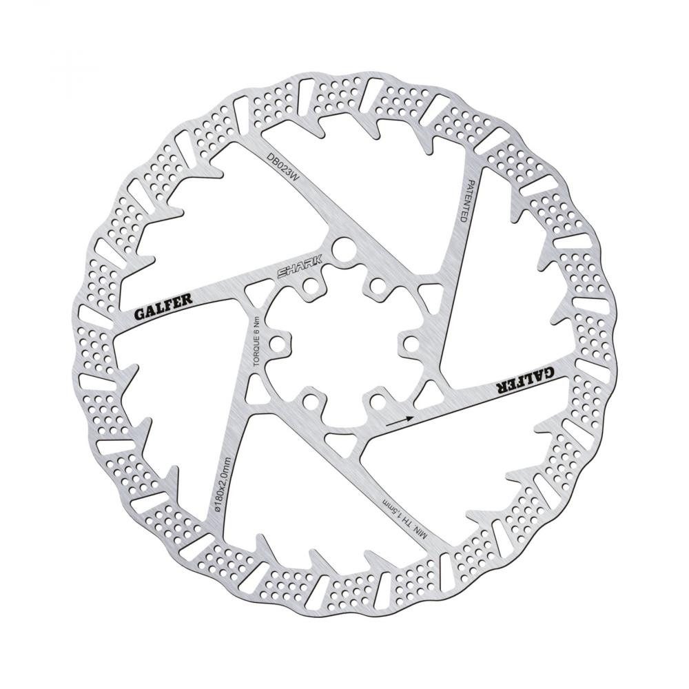 Galfer Scheibenbremse Galfer MTB Shark Bremsscheibe 6-Loch Ø 180 mm - Leichtgewicht mit Shar