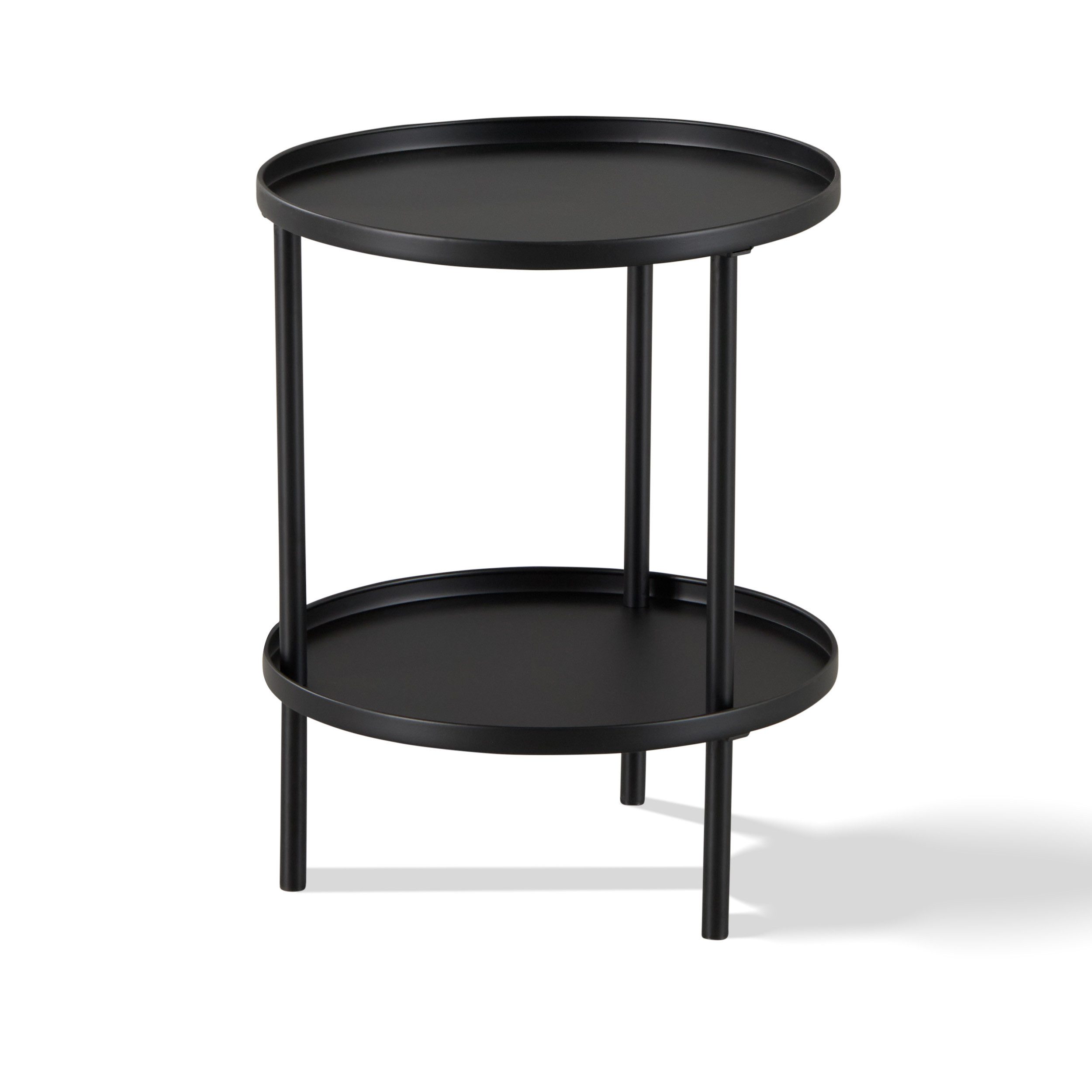 KHG Beistelltisch Rund Schwarz Ø 41 cm moderner Sofatisch elegant (Dekorative Ablage für Getränke, Bücher oder Wohnaccessoires, platzsparend, modern und vielseitig kombinierbar), Rund, zusätzlich Ablage