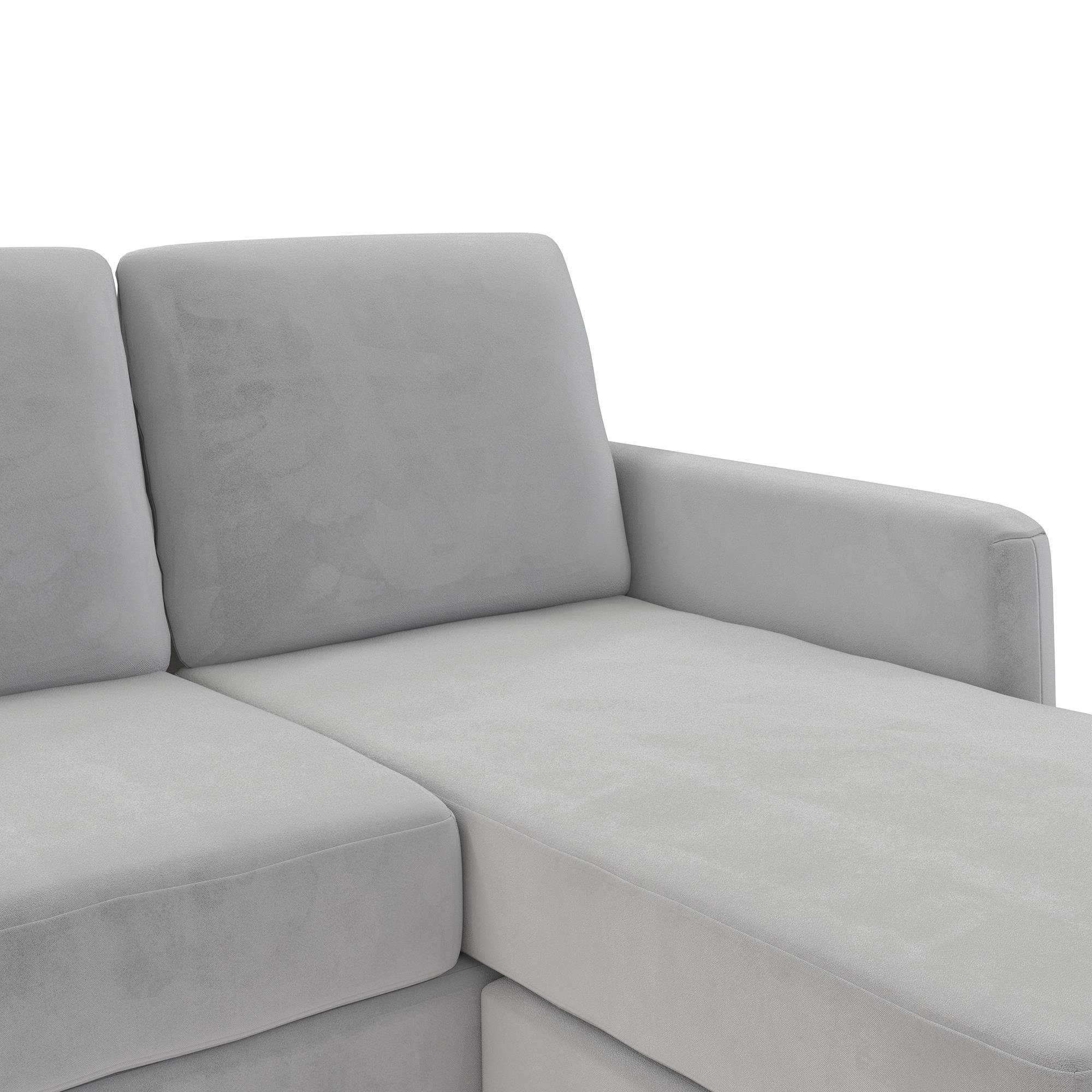 Couch, Samtoptik, Ecksofa Bezug in 206 Sofa, 3-Sitzer loft24 hellgrau Dante, Länge cm