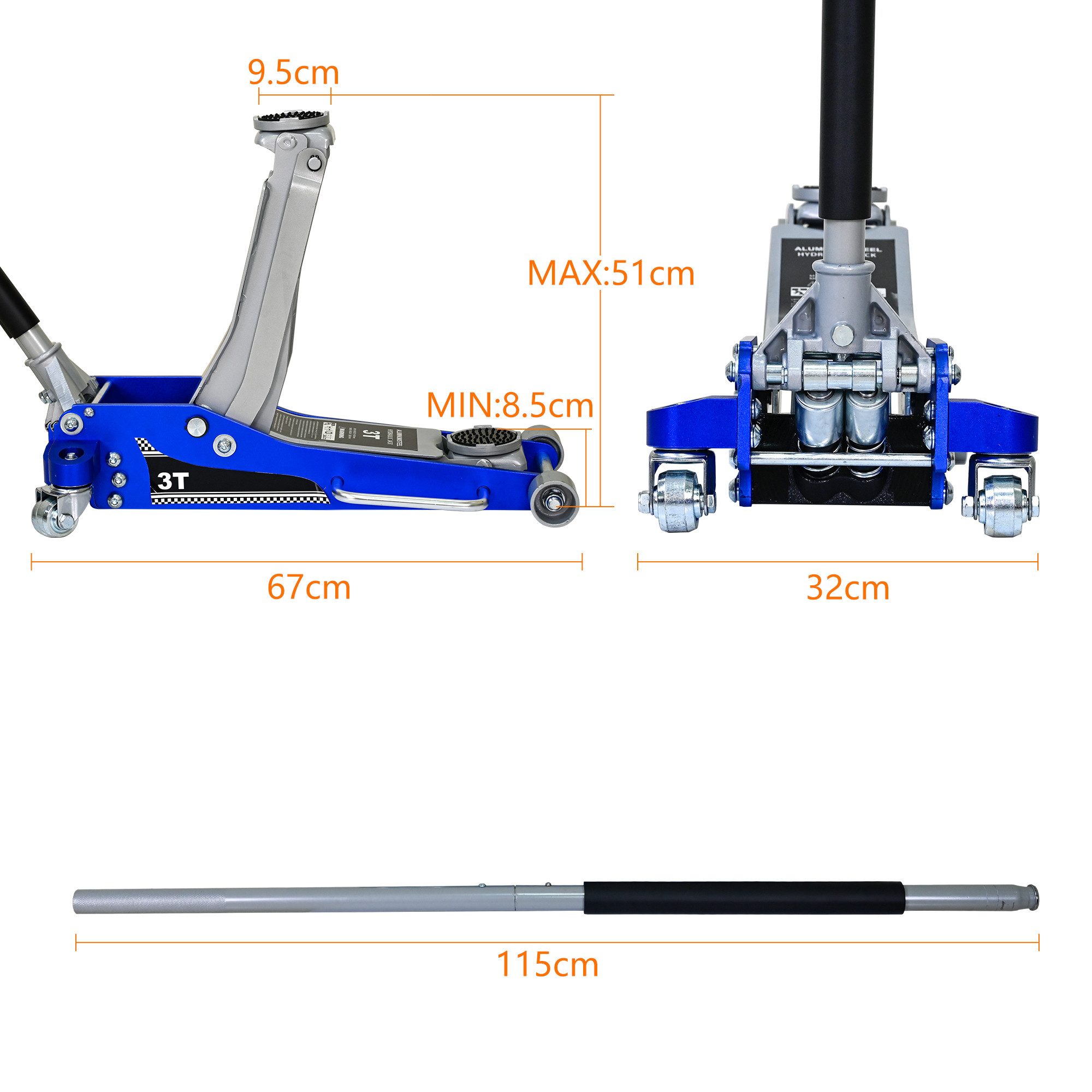 ibettertec Wagenheber 3T Aluminium-Hebebühne / Hydraulikwagen-Service