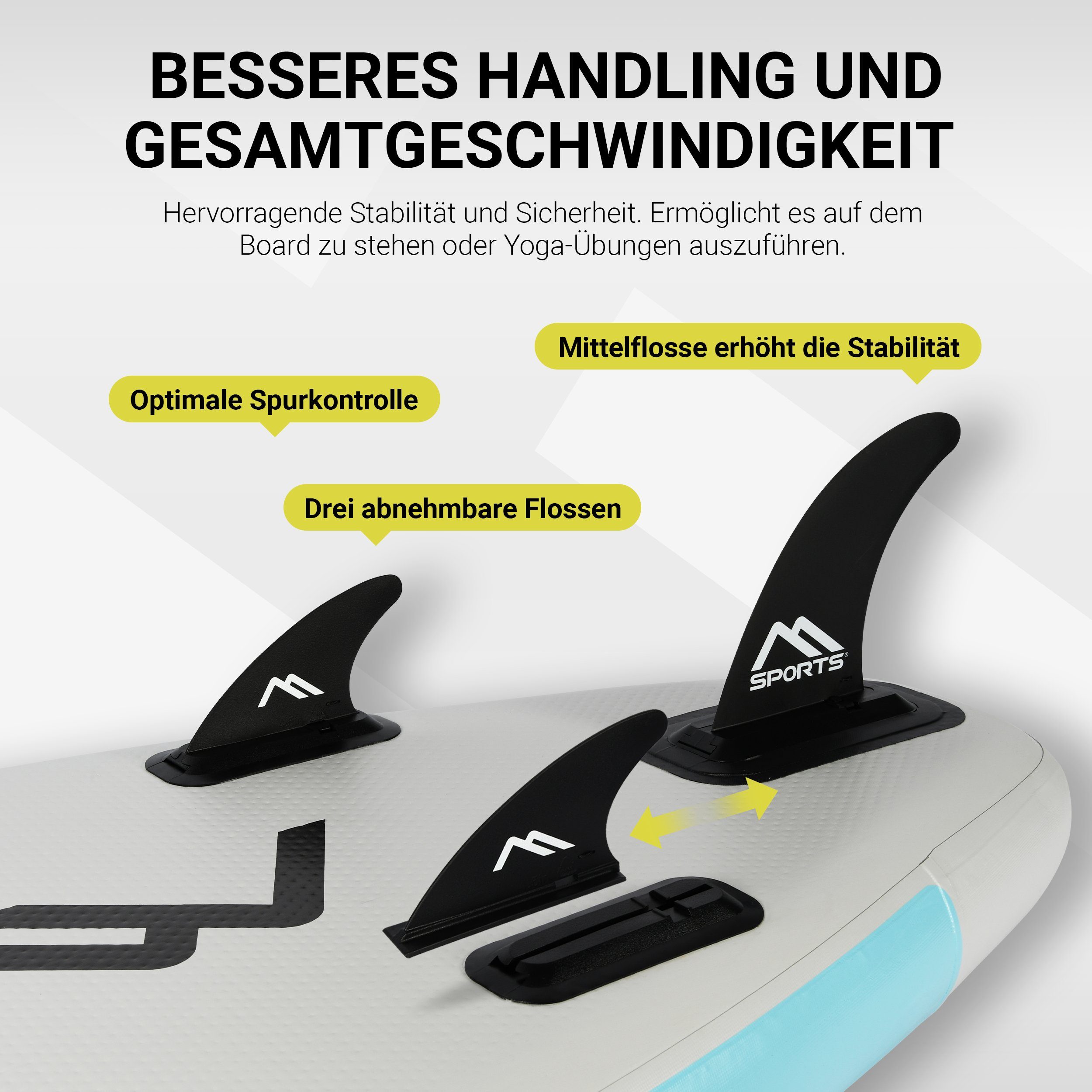 Paddleboard Komplettes Paddle Grau-Blau Board MSports® Aufblasbar SUP-Board inkl. Inflatable Zubehör Stand Up