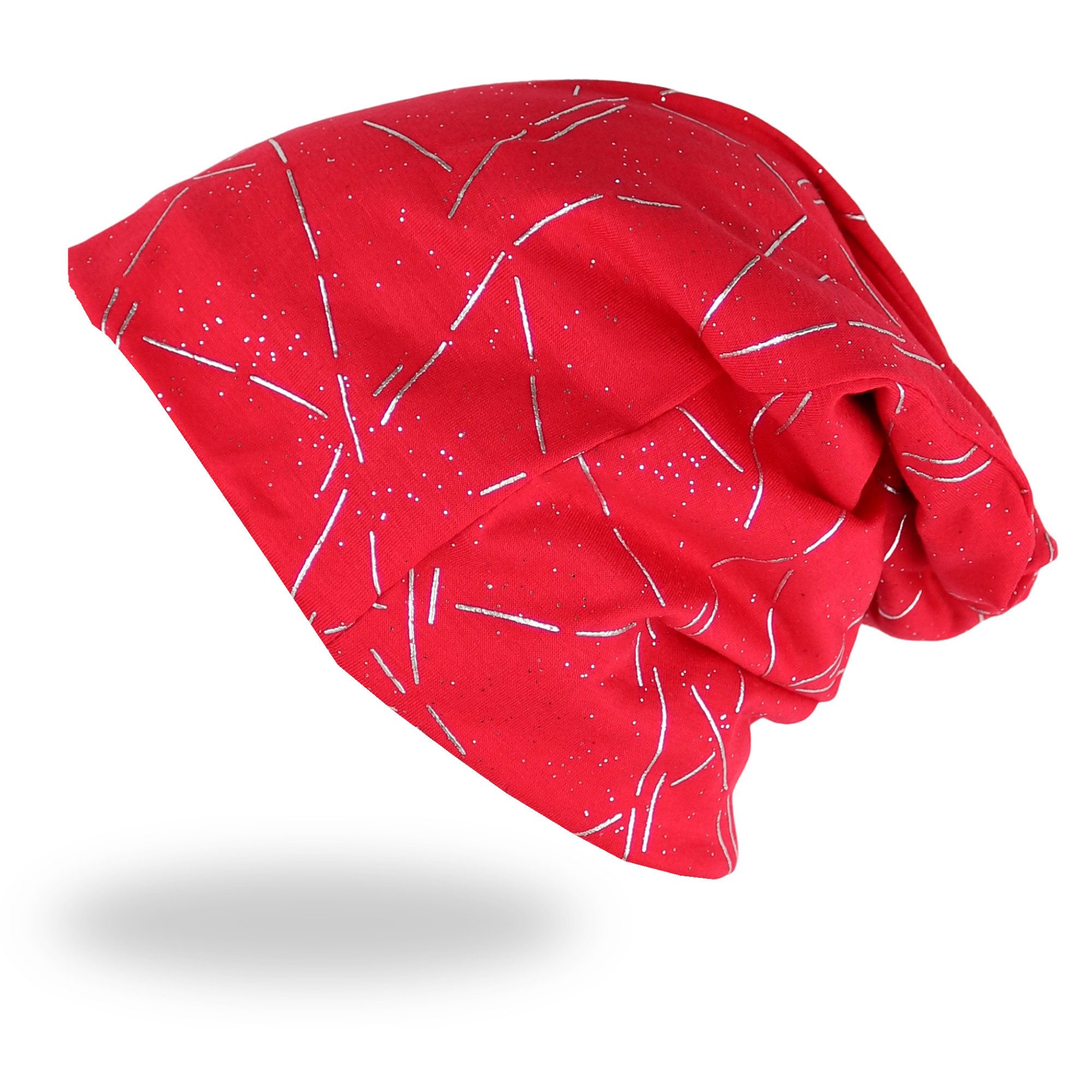 MIRROSI Beanie Unisex Beanie Slouch Mütze Uni, mit Glitzer, Wasched Look (Für Damen und Herren) Onesize, leicht und bequem