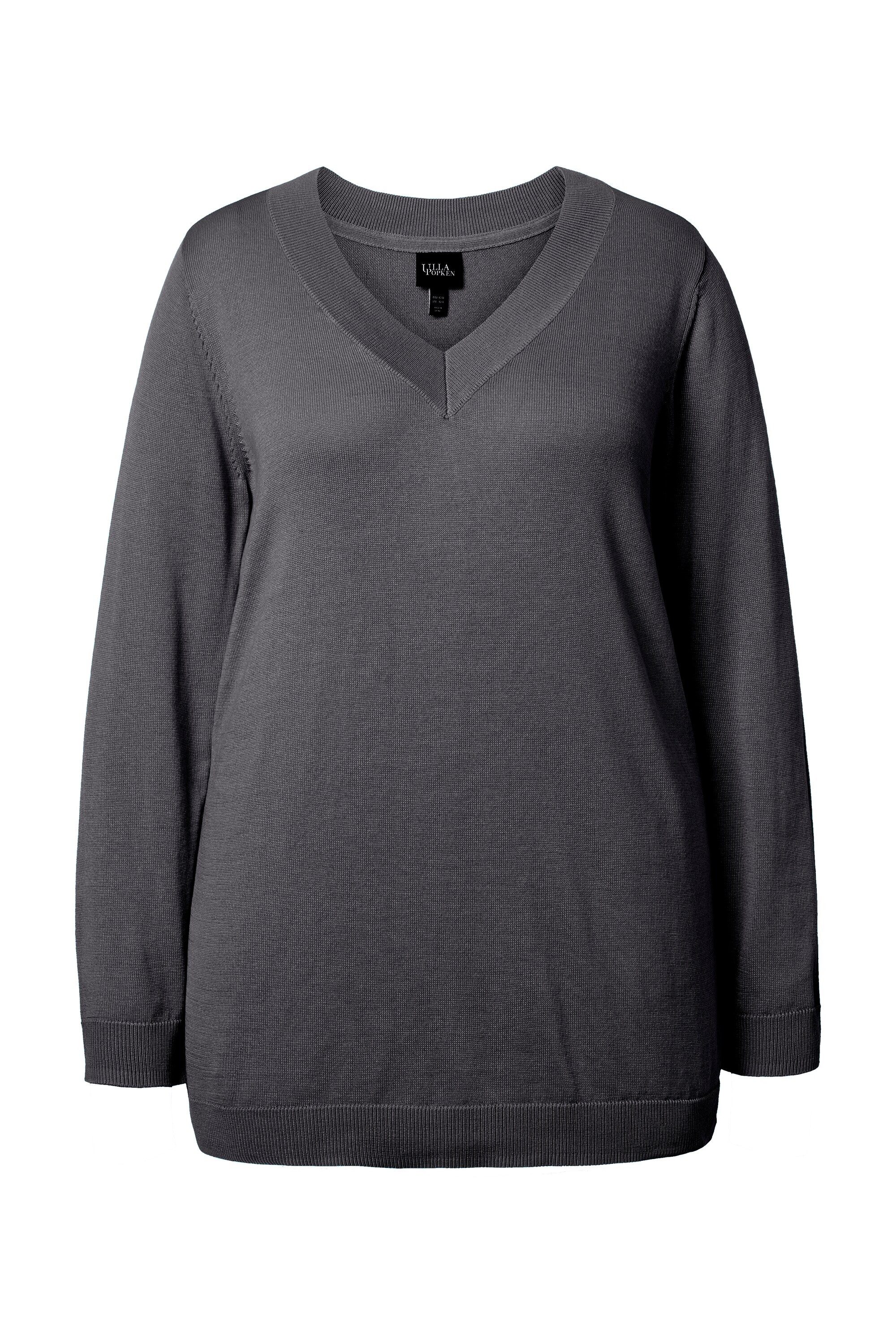 Ulla Popken Strickpullover Pullover V-Ausschnitt Langarm weicher Feinstrick günstig online kaufen