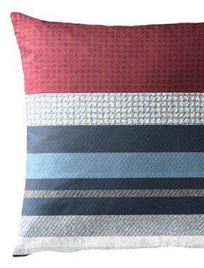 Bettwäsche 135x200cm Traumstreifen Rot Blau JACK, JACK, Seersucker, 2 teilig, Elegante Bettwäsche mit modernen Streifen, 100% Baumwolle