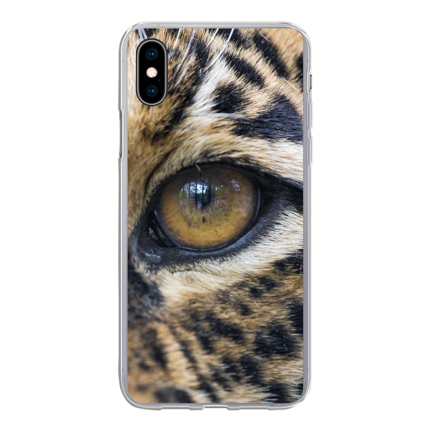 MuchoWow Handyhülle Auge - Jaguar - Braun, Handyhülle Apple iPhone Xs Max,  Smartphone-Bumper, Print, Handy
