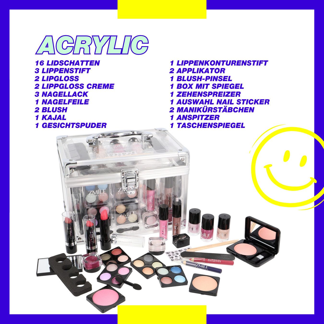 ZMILE COSMETICS Kosmetik-Koffer ACRYLIC, 42-tlg., vegane Kosmetik – Bild 4 von 5