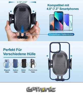 EFTronic KFZ Handyhalterung iPhone 15, 14, 13, Samsung Galaxy, Pixel Smartphone-Halterung, (1-tlg., 1er Set, Hals von 80-126 mm ausziehbar + Saugnapf Adapter für Armaturenbrett)