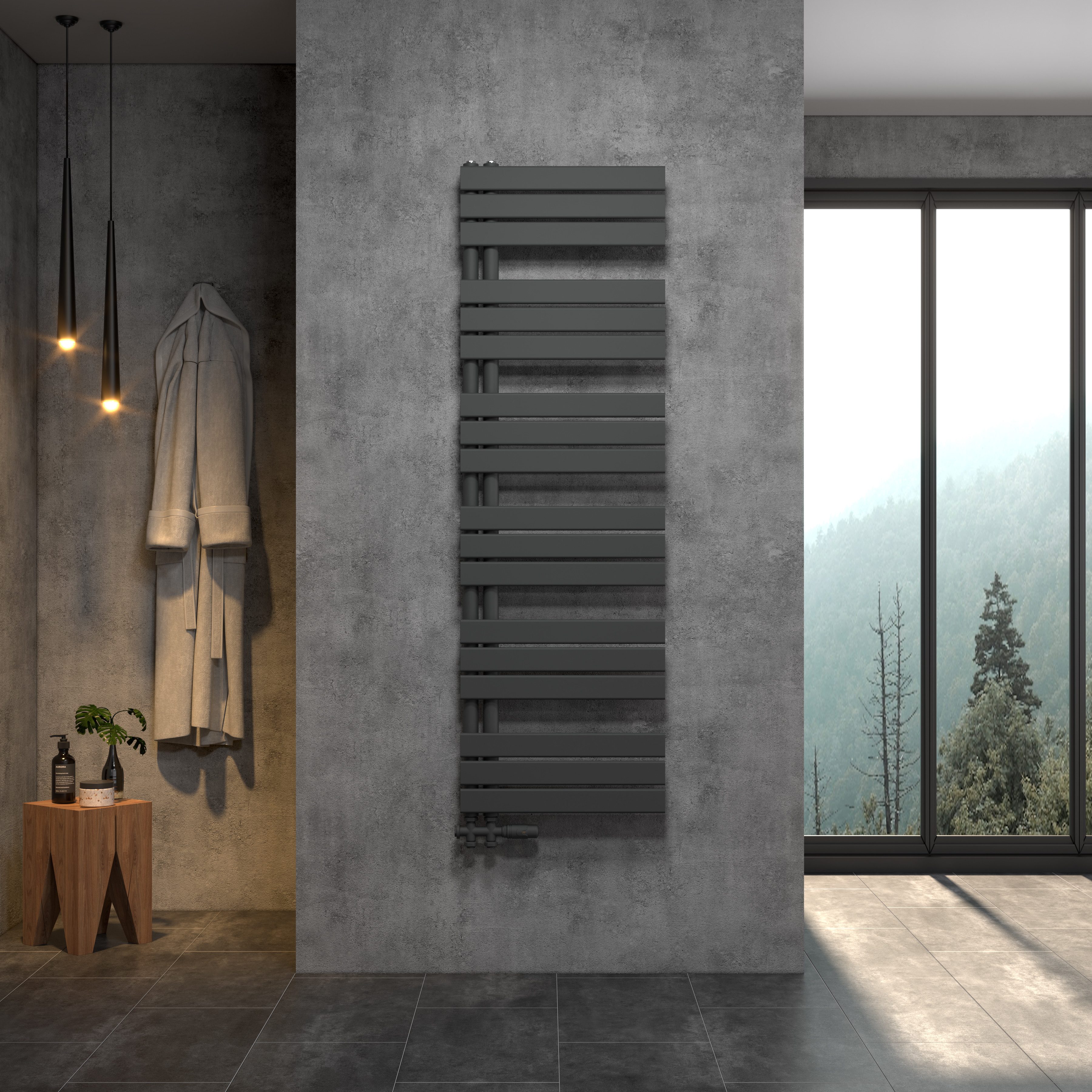 WITEN&NOCK Badheizkörper RUCHI Designheizkörper Handtuchtrockner Mittelansc günstig online kaufen