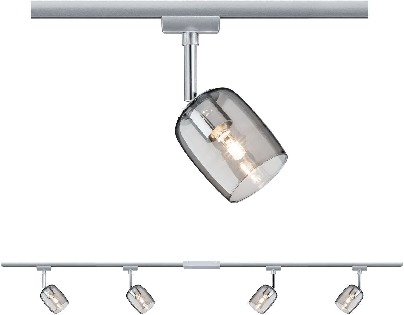 Paulmann Schienensystem-Leuchten URail Set G10 Blossom Rauch Chrom matt max. 4x10W Schienensystem, 220 cm, (1-tlg), G9