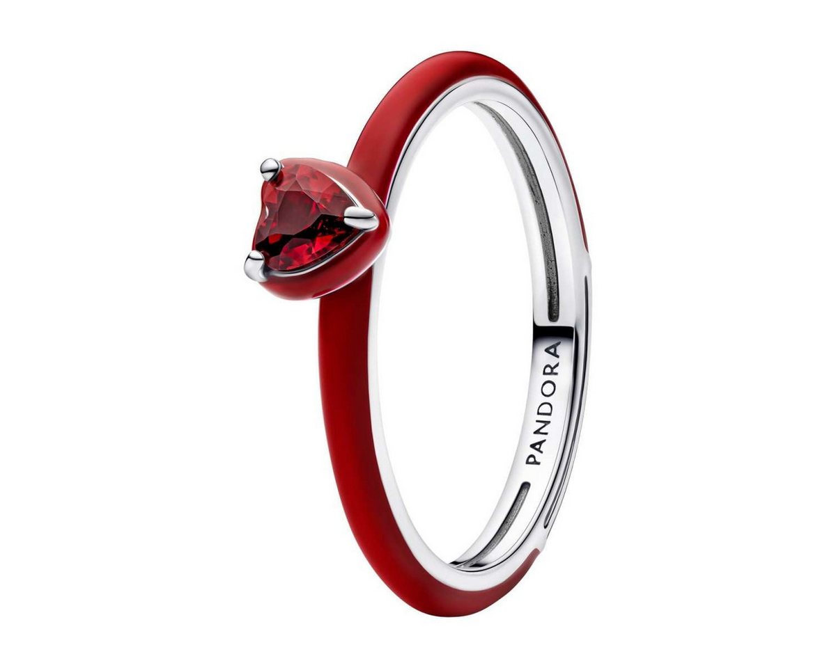 Pandora Solitärring 193088C05, für Damen Silberring Rotes Chakra Herz