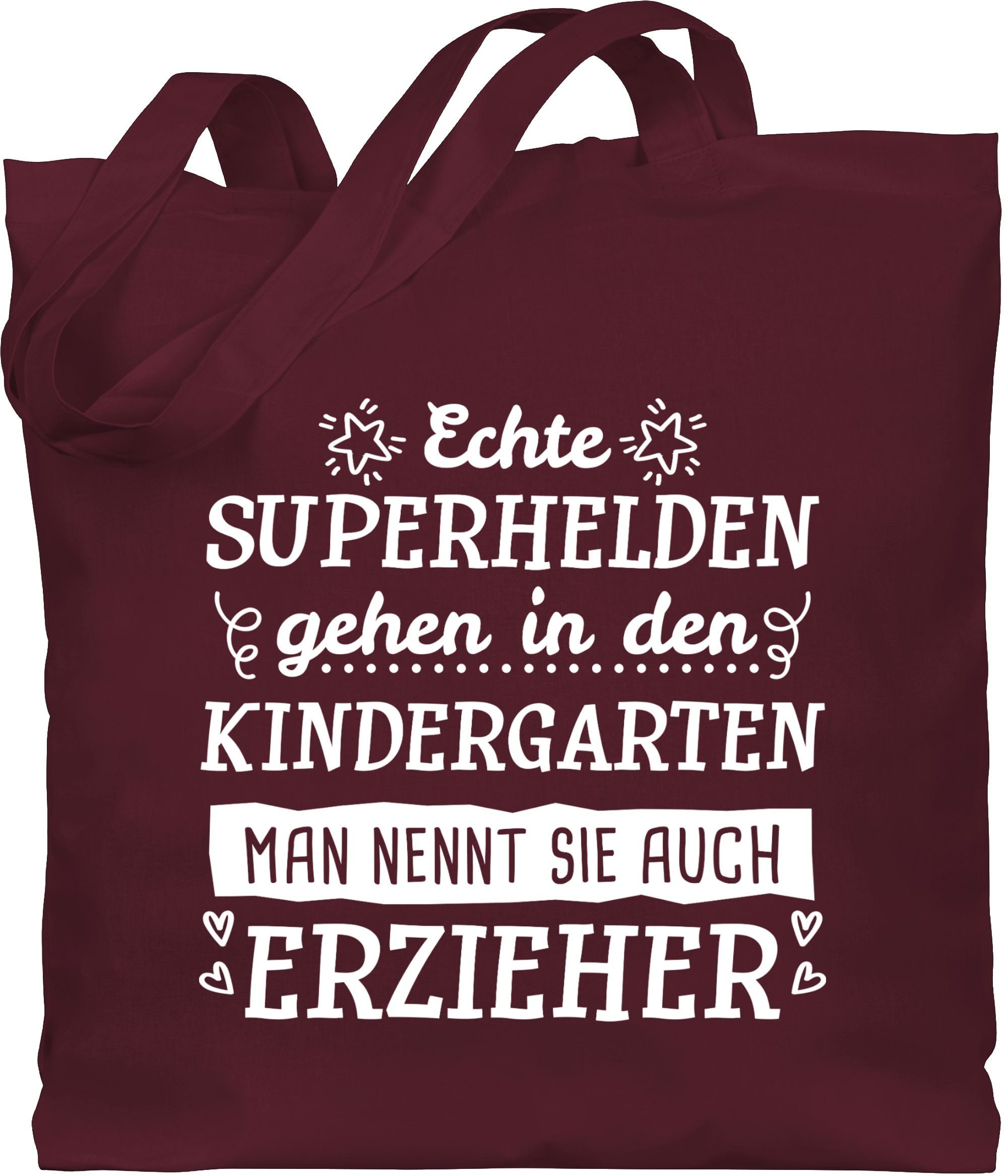 Shirtracer Umhängetasche Echte Superhelden gehen in den Kindergarten - Erzieher - Weiß, Beruf und Job Geschenke