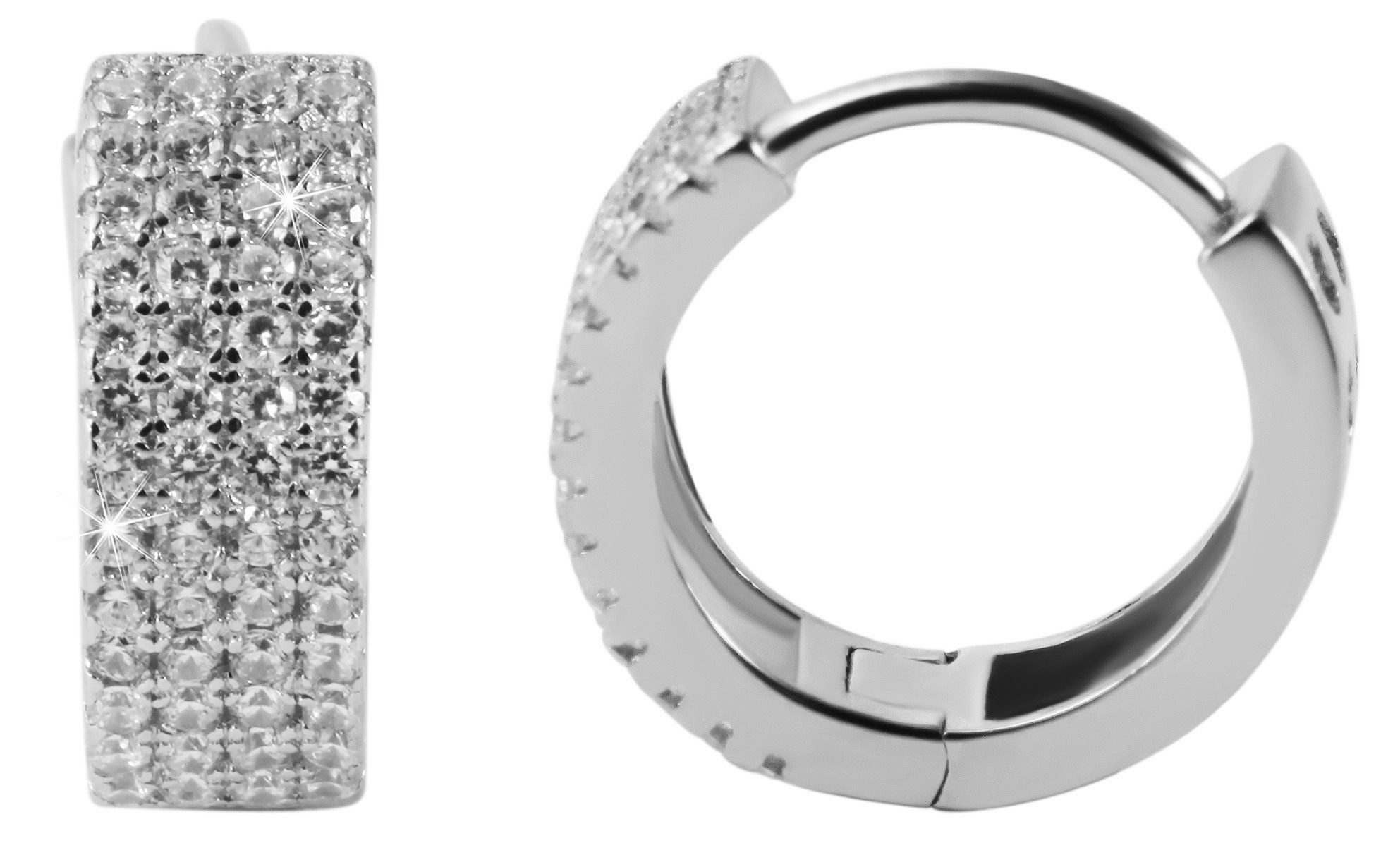Klappcreolen Ohrringe – Klappcreole Herz aus 925 Silber mit Zirkonia